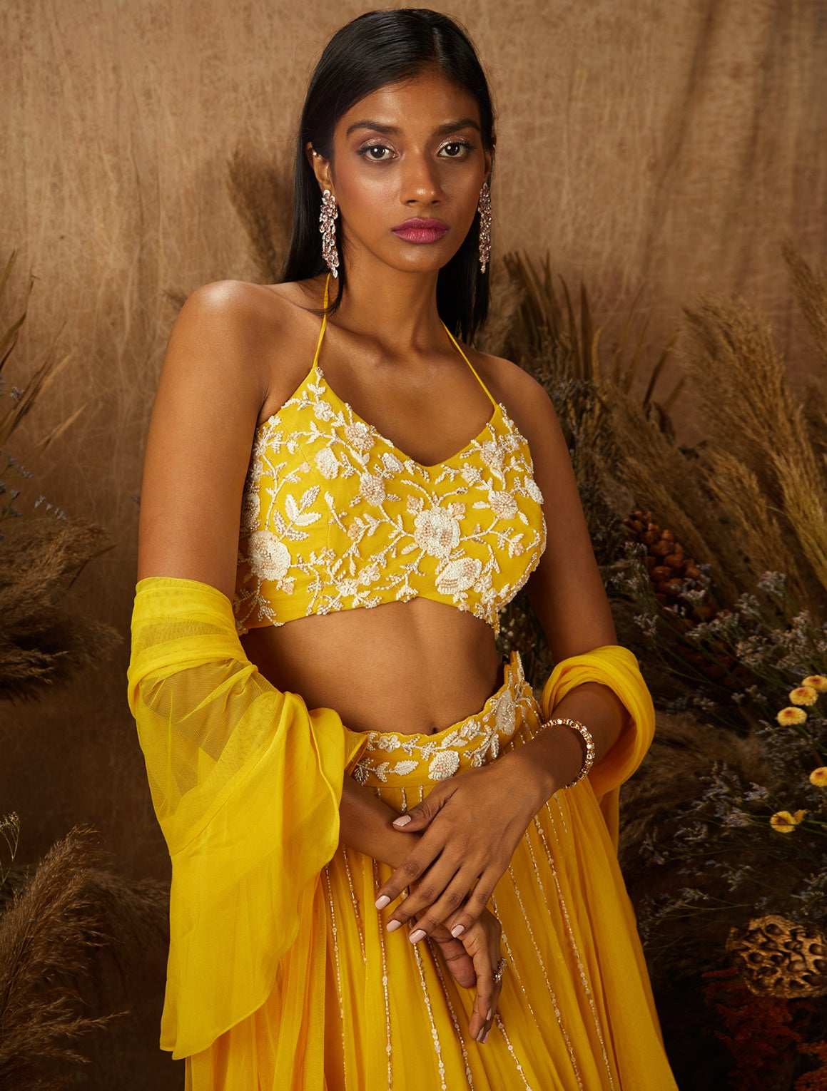 Jaune – yellow georgette lehenga, bisouNYC