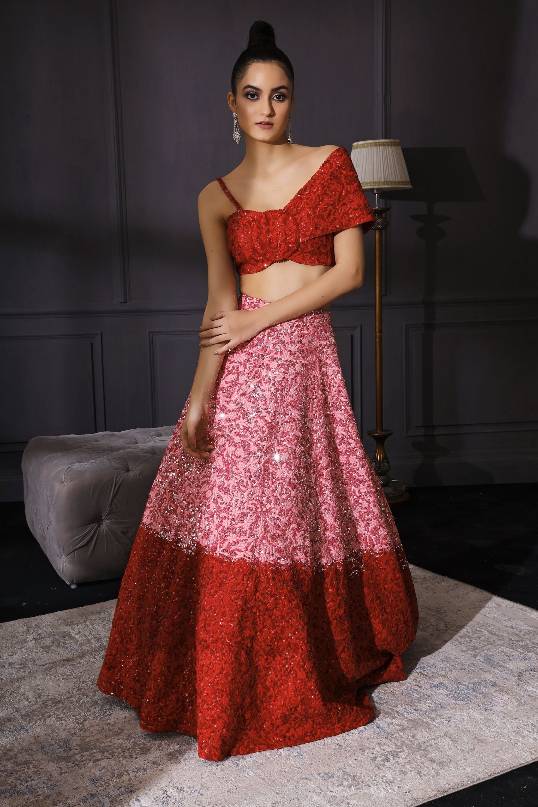 Juhi – pink silk lehenga, bisouNYC