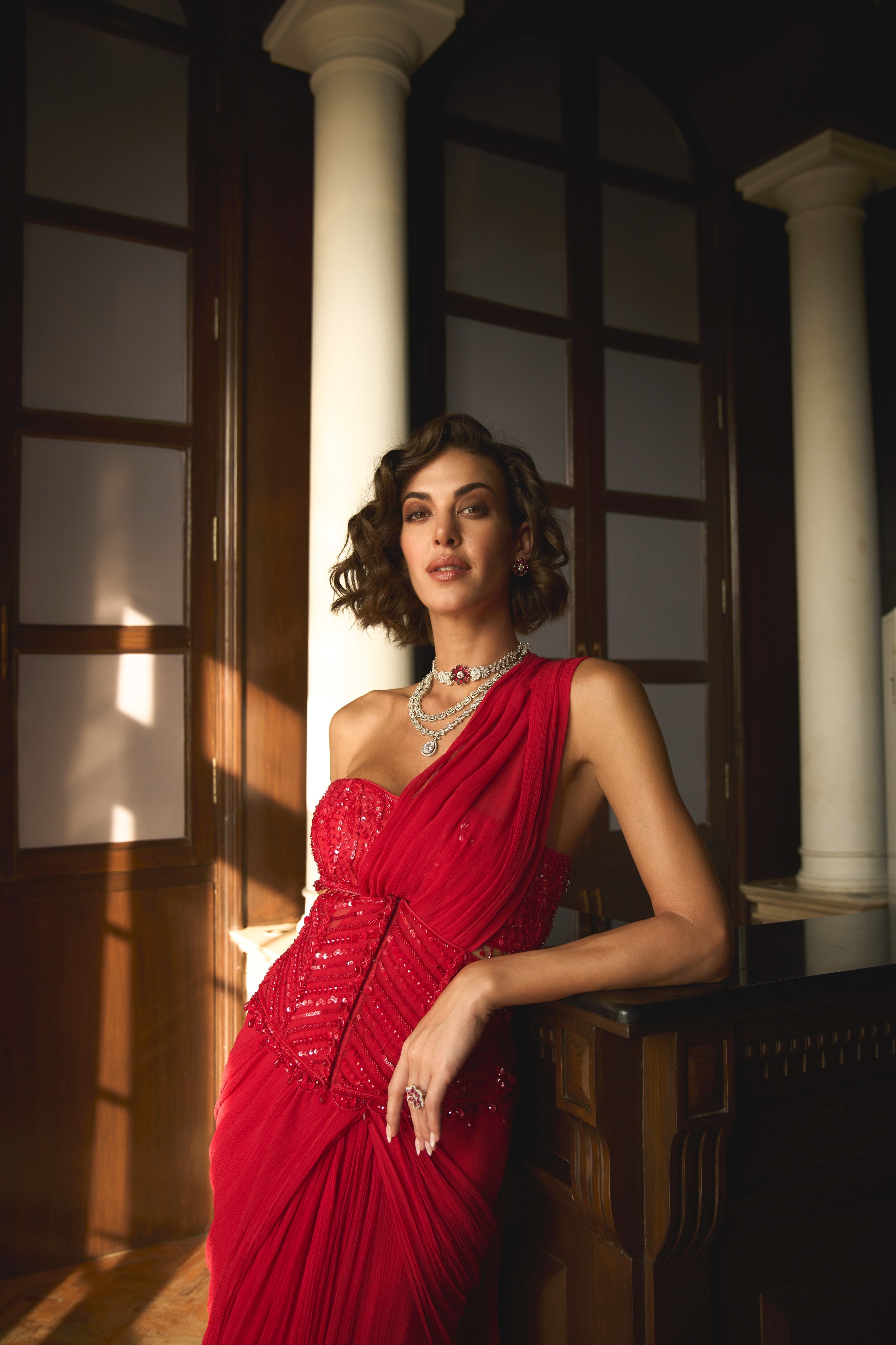 Juhi – red chiffon saree, bisouNYC