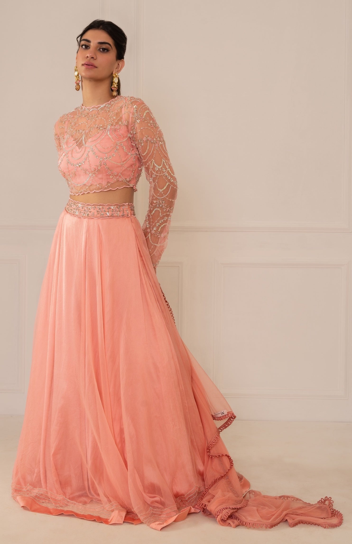 Khushi – pink organza lehenga, bisouNYC