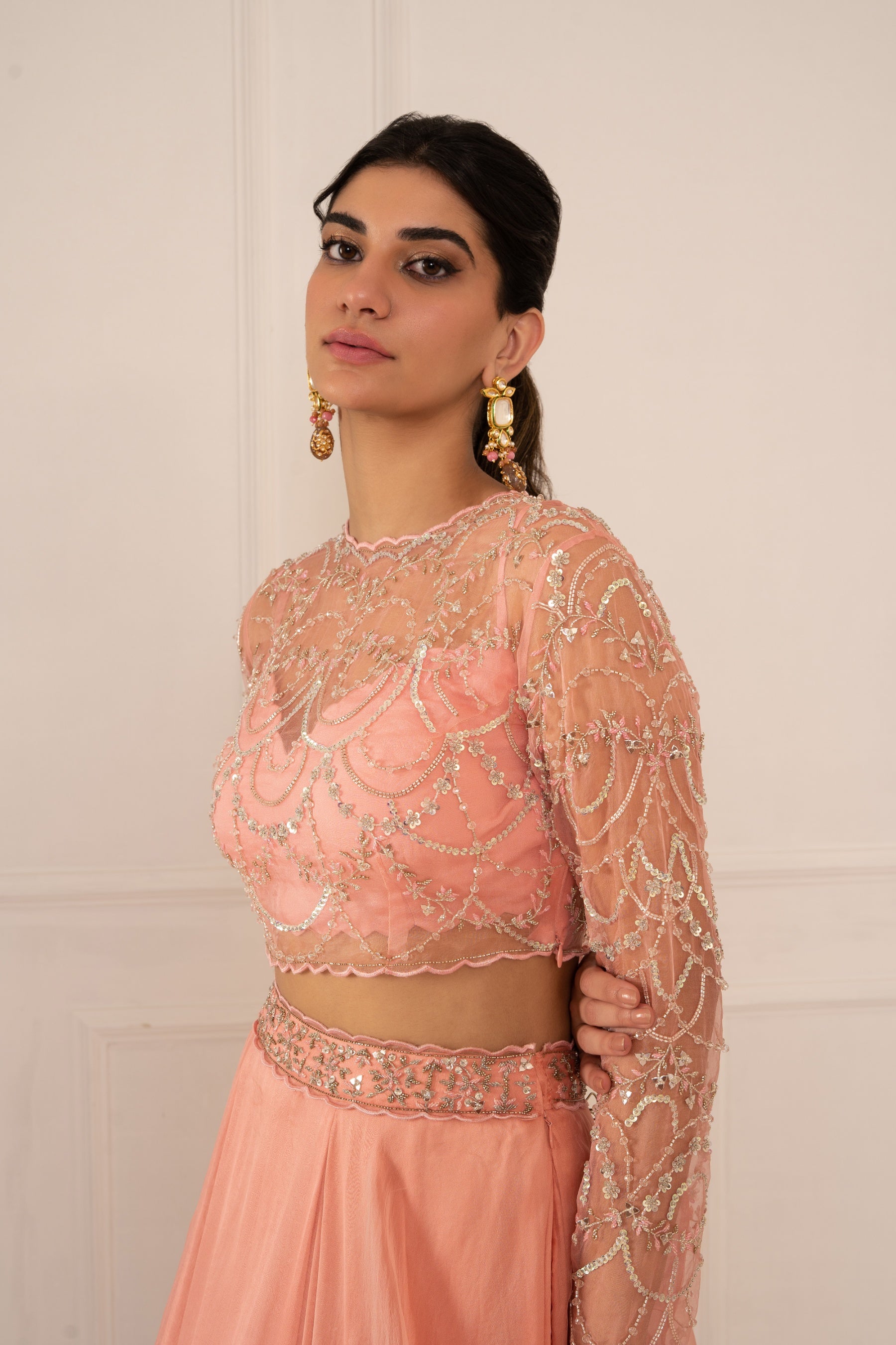 Khushi – pink organza lehenga, bisouNYC