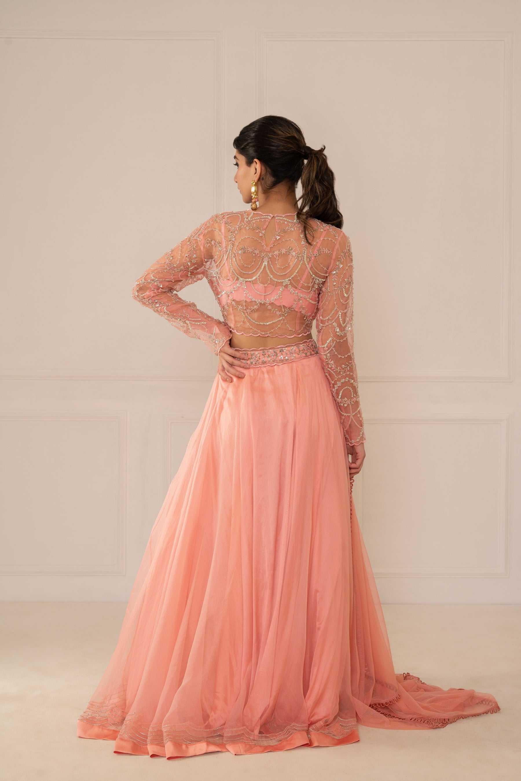 Khushi – pink organza lehenga, bisouNYC