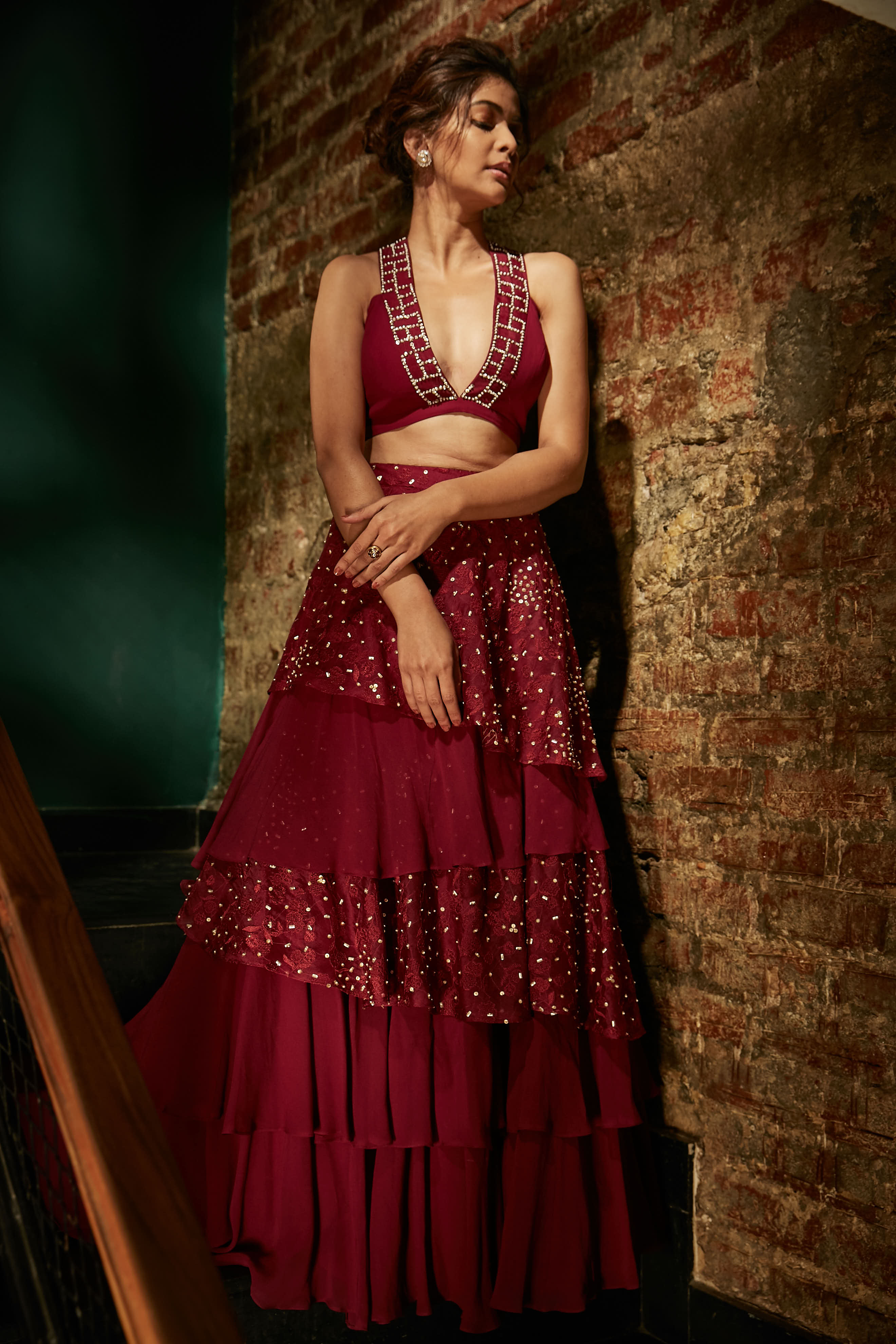 Krutee – wine lehenga, bisouNYC