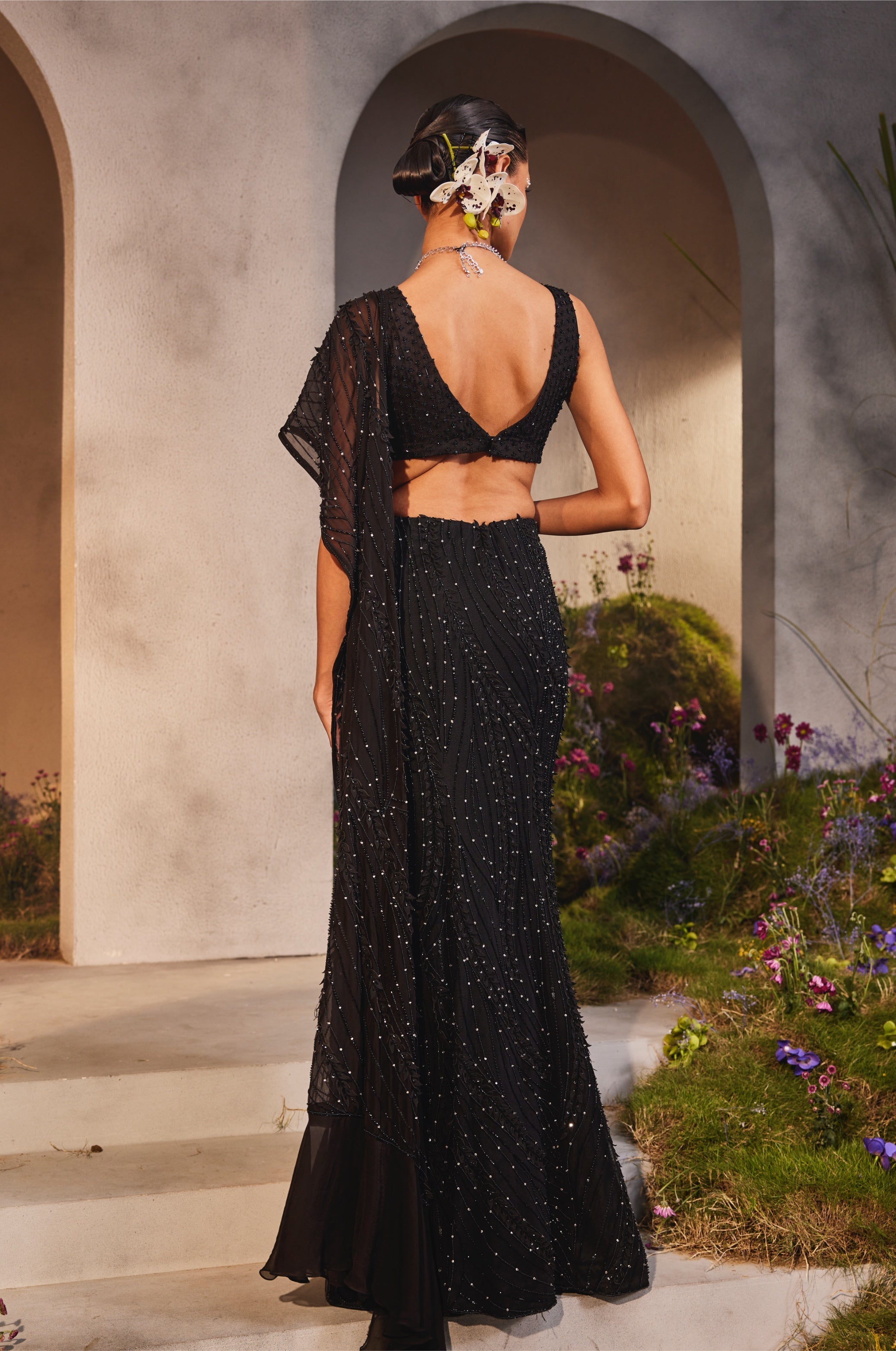 Lainey – black silk lehenga, bisouNYC