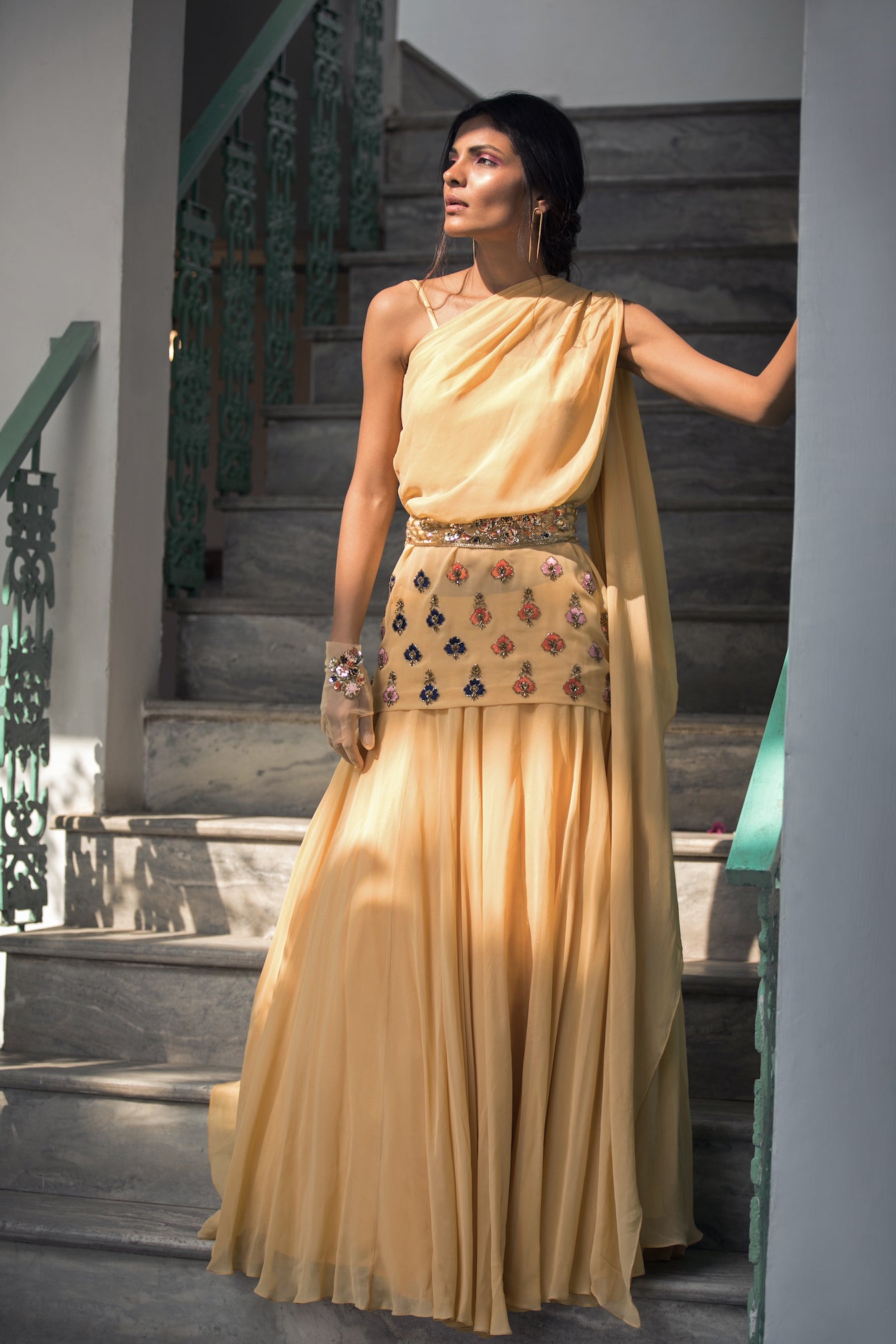 Leela – yellow georgette lehenga, bisouNYC