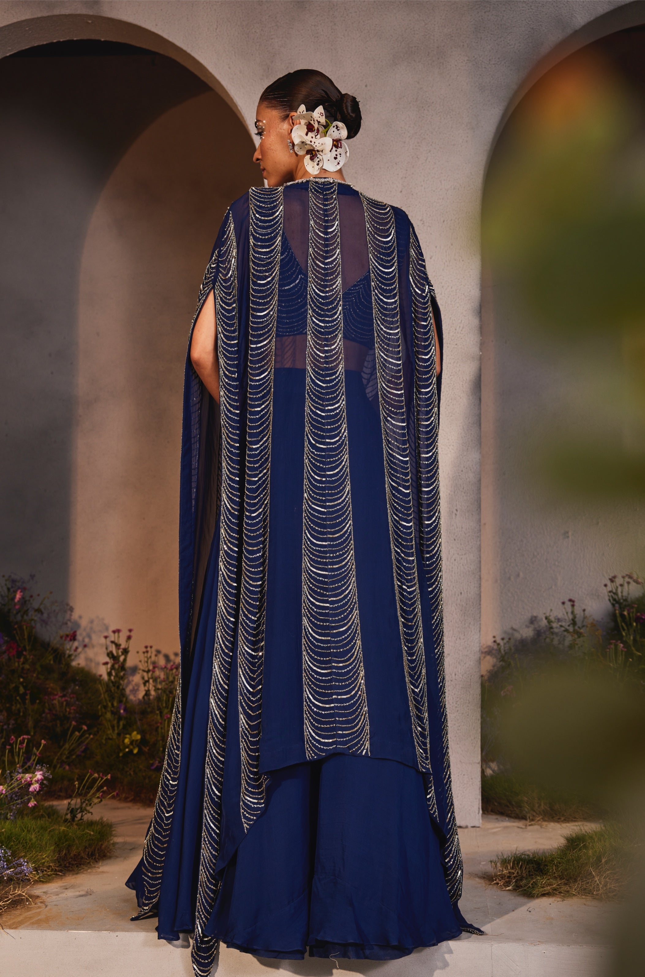 Leia – blue organza lehenga, bisouNYC