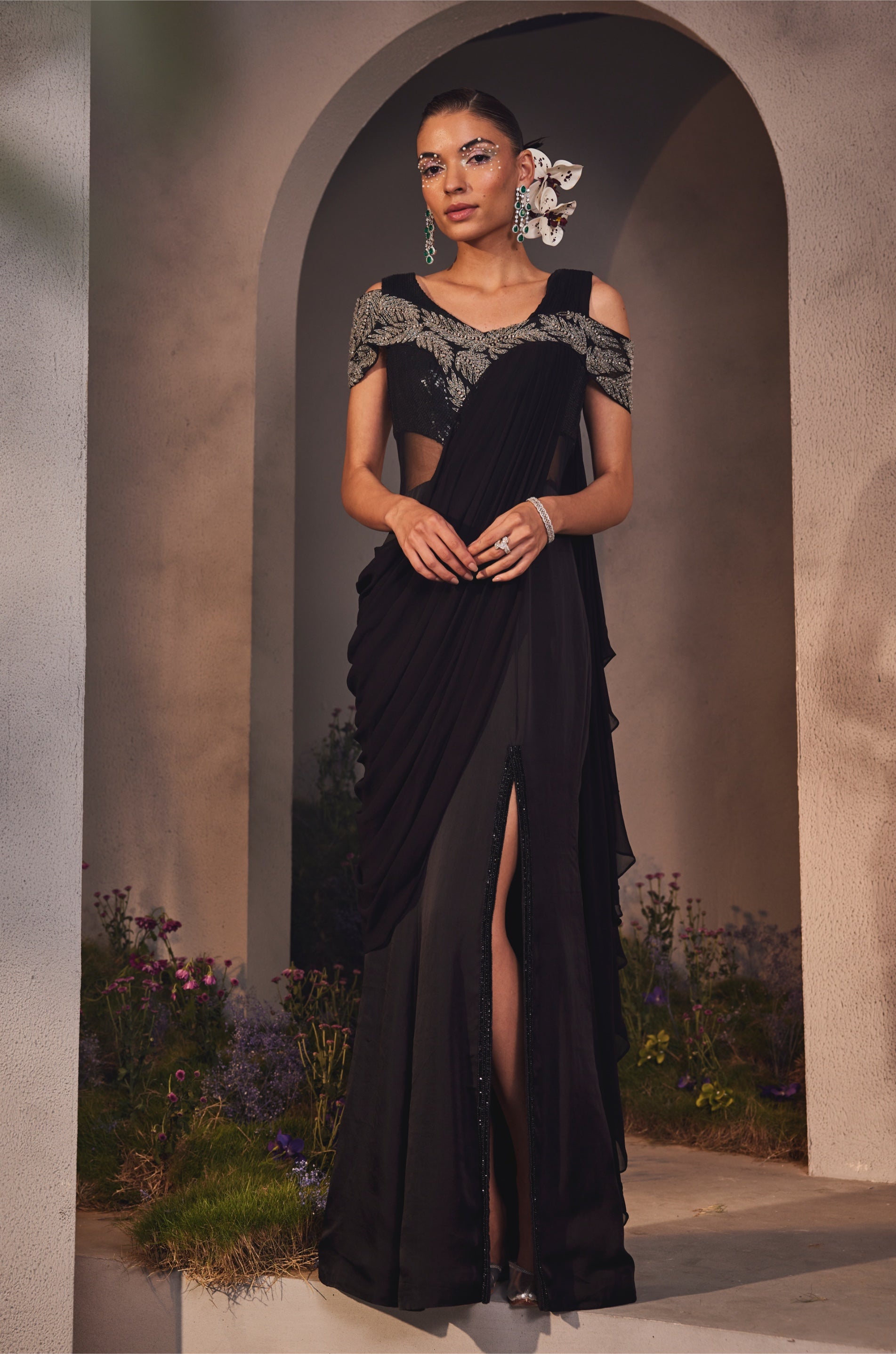 Lexie – black organza lehenga, bisouNYC
