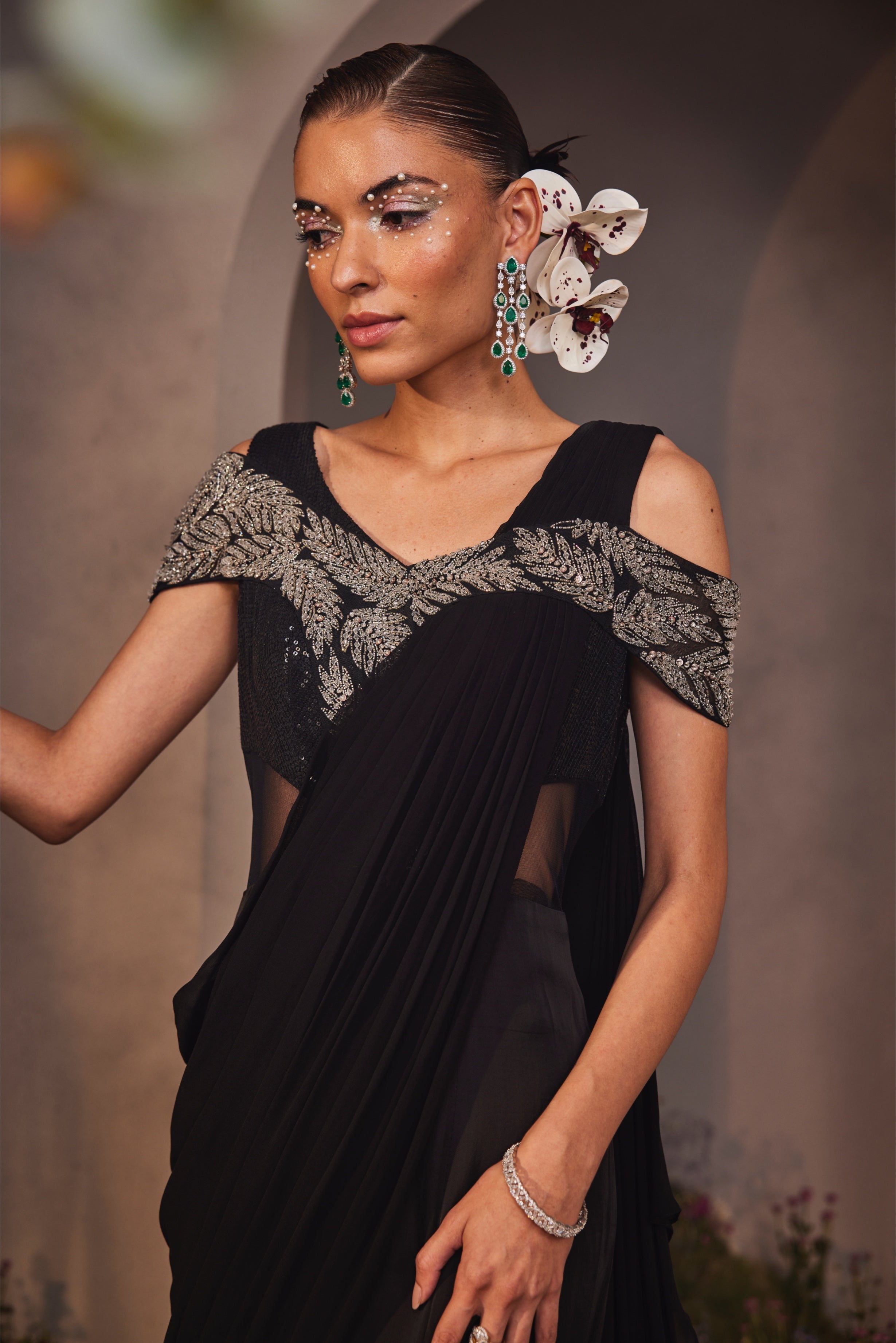 Lexie – black organza lehenga, bisouNYC
