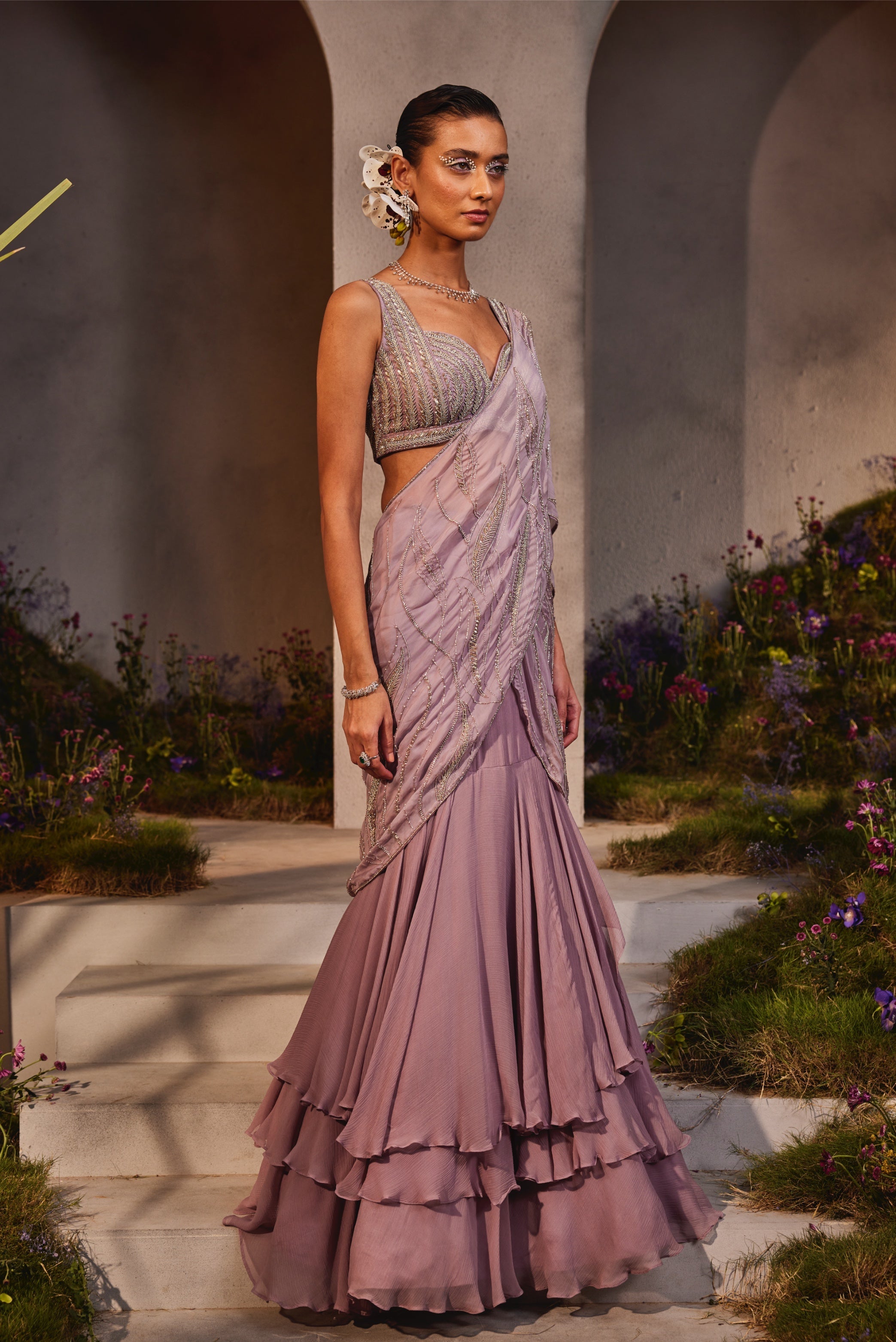 Lilith – lavender organza lehenga, bisouNYC