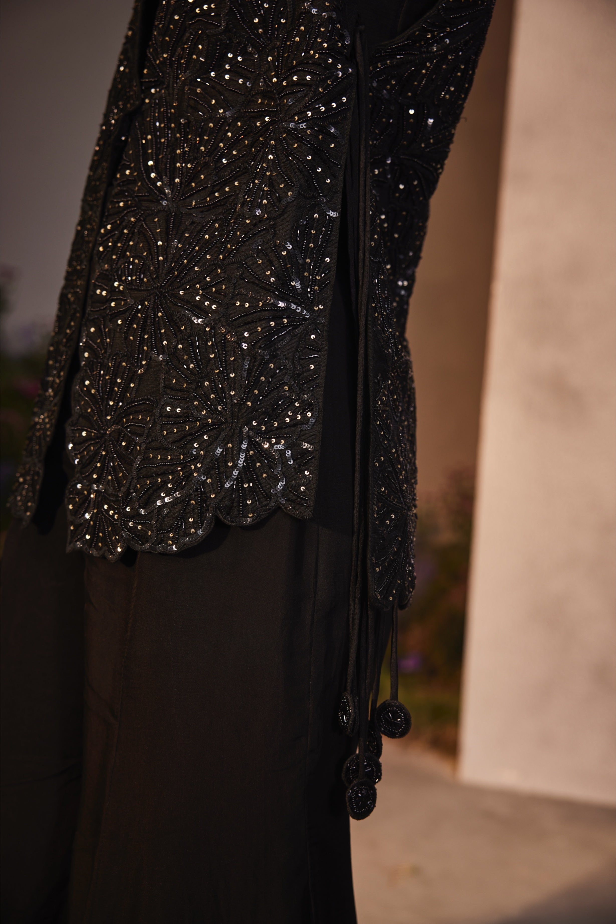 Linda – black organza suit, bisouNYC