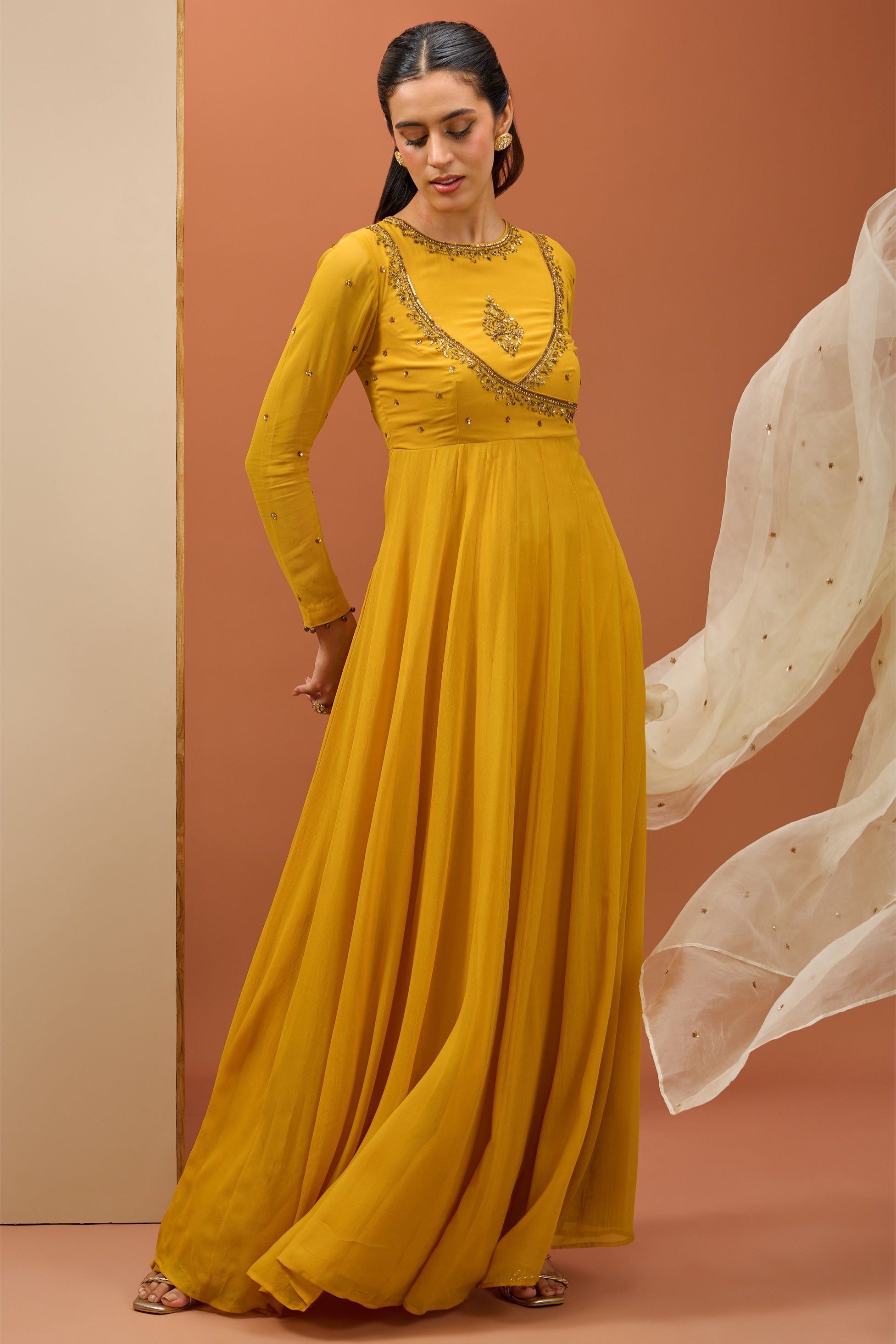 Mala – mustard organza dress, bisouNYC