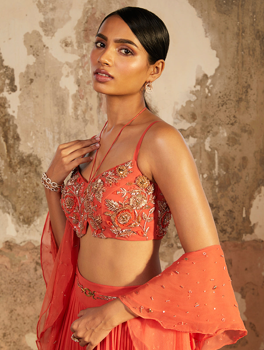 Millie – rose georgette lehenga, bisouNYC