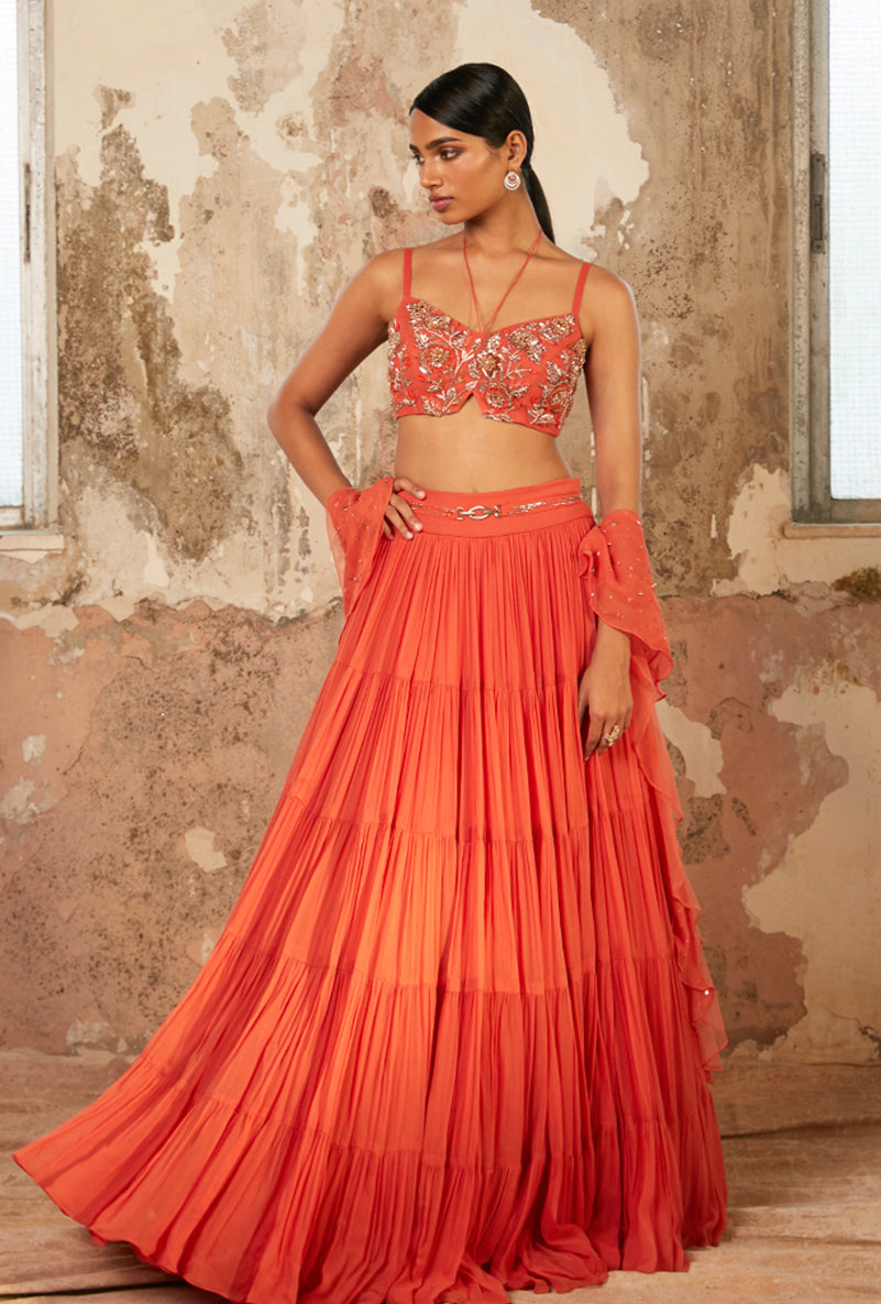 Millie – rose georgette lehenga, bisouNYC
