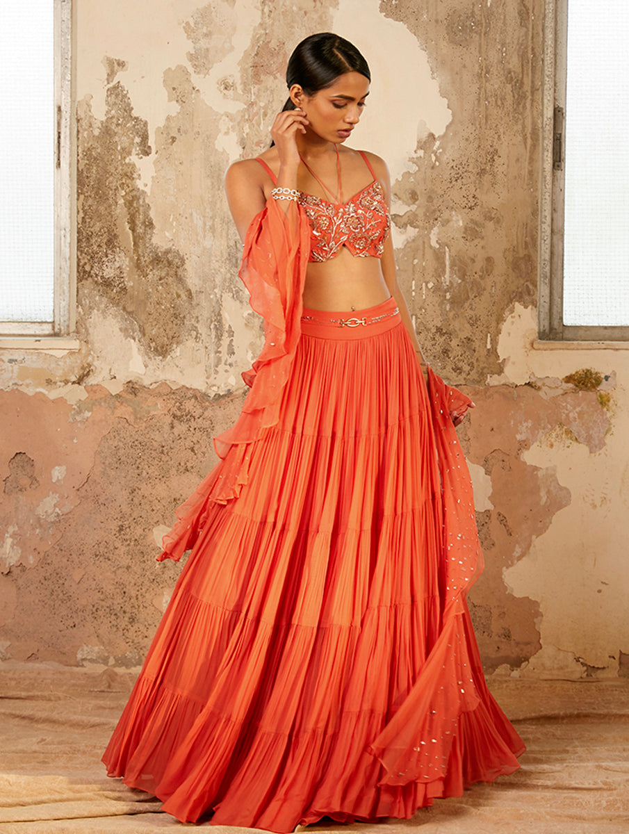 Millie – rose georgette lehenga, bisouNYC