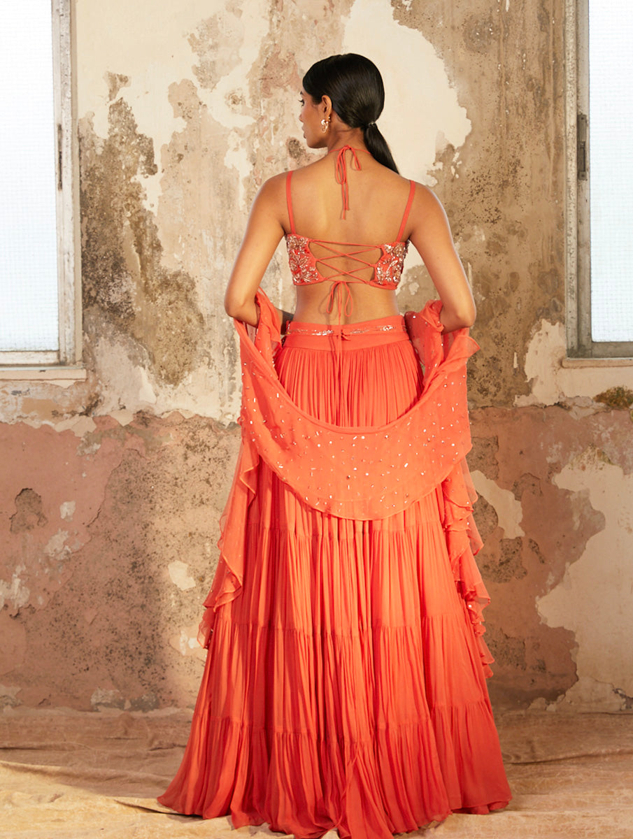 Millie – rose georgette lehenga, bisouNYC