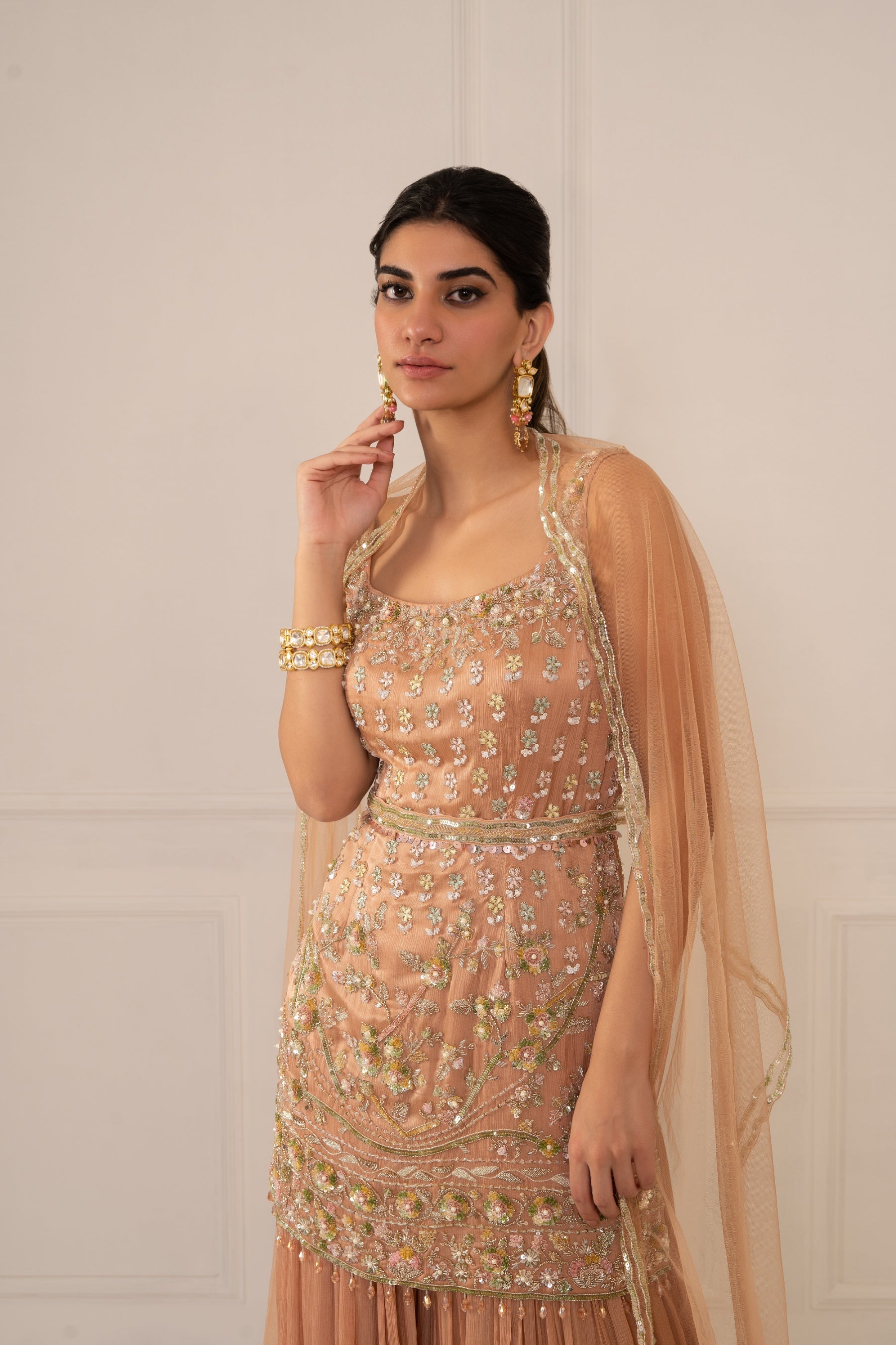 Mohini – nude silk suit, bisouNYC