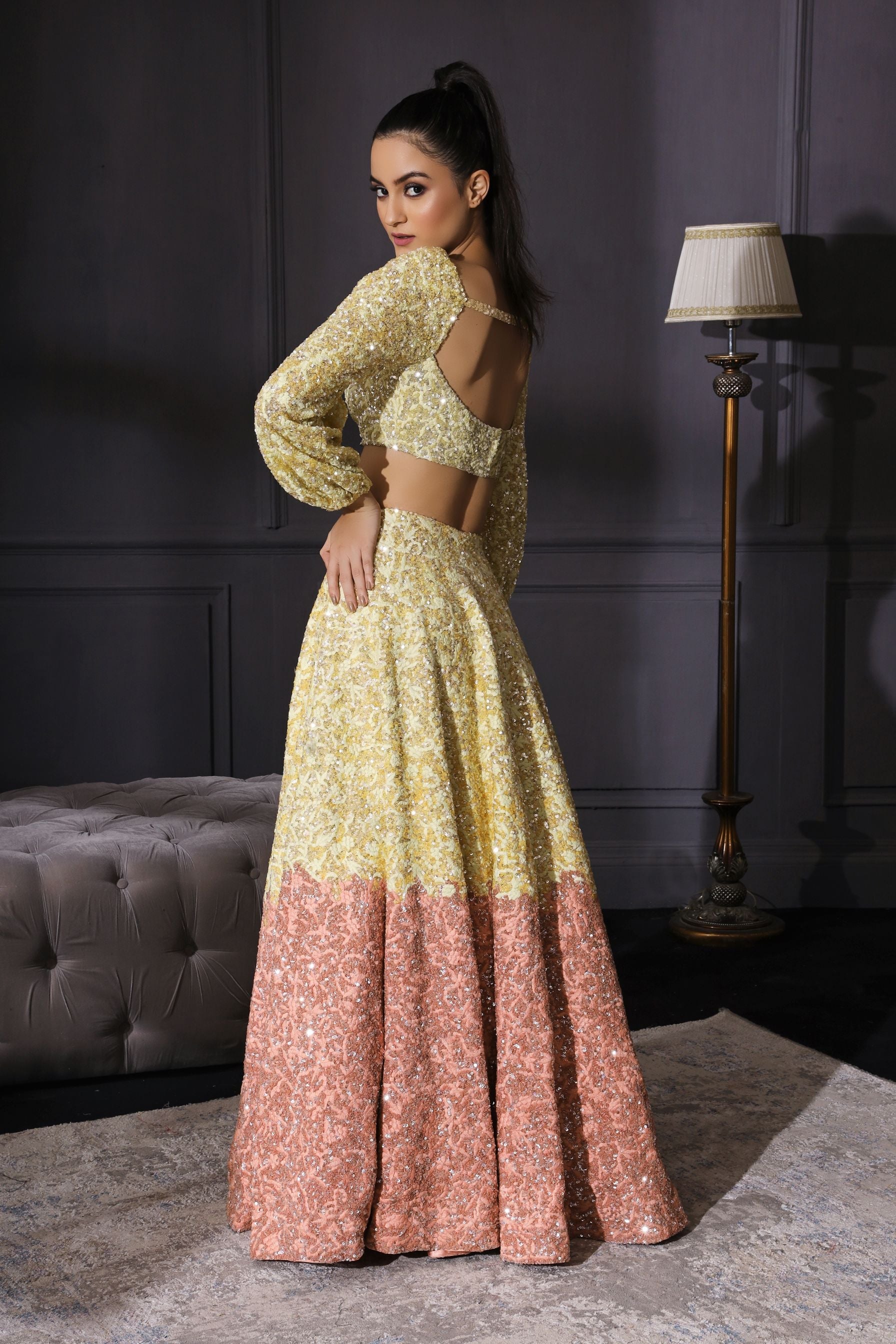 Naina – yellow organza lehenga, bisouNYC