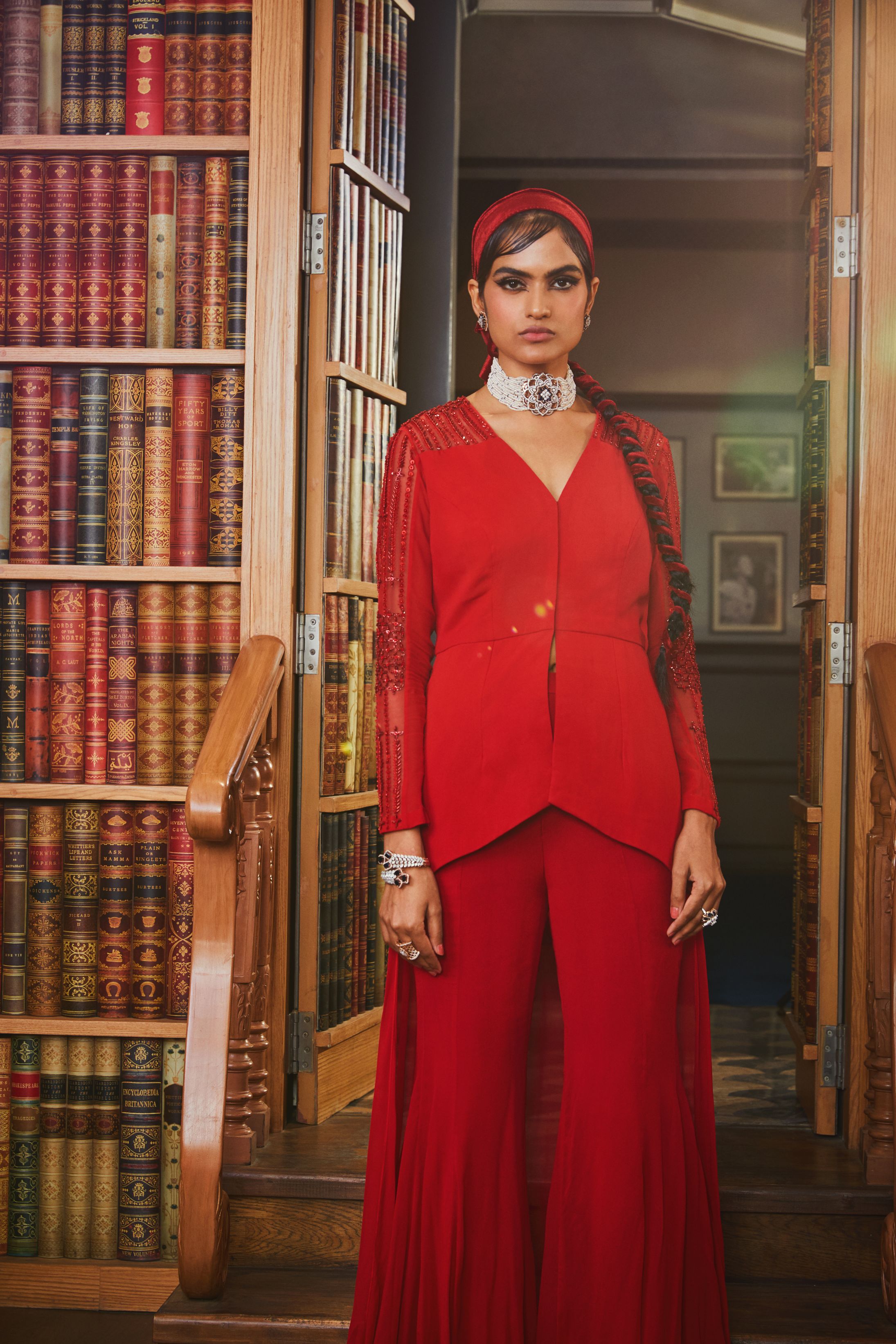 Nalini – red georgette suit, bisouNYC