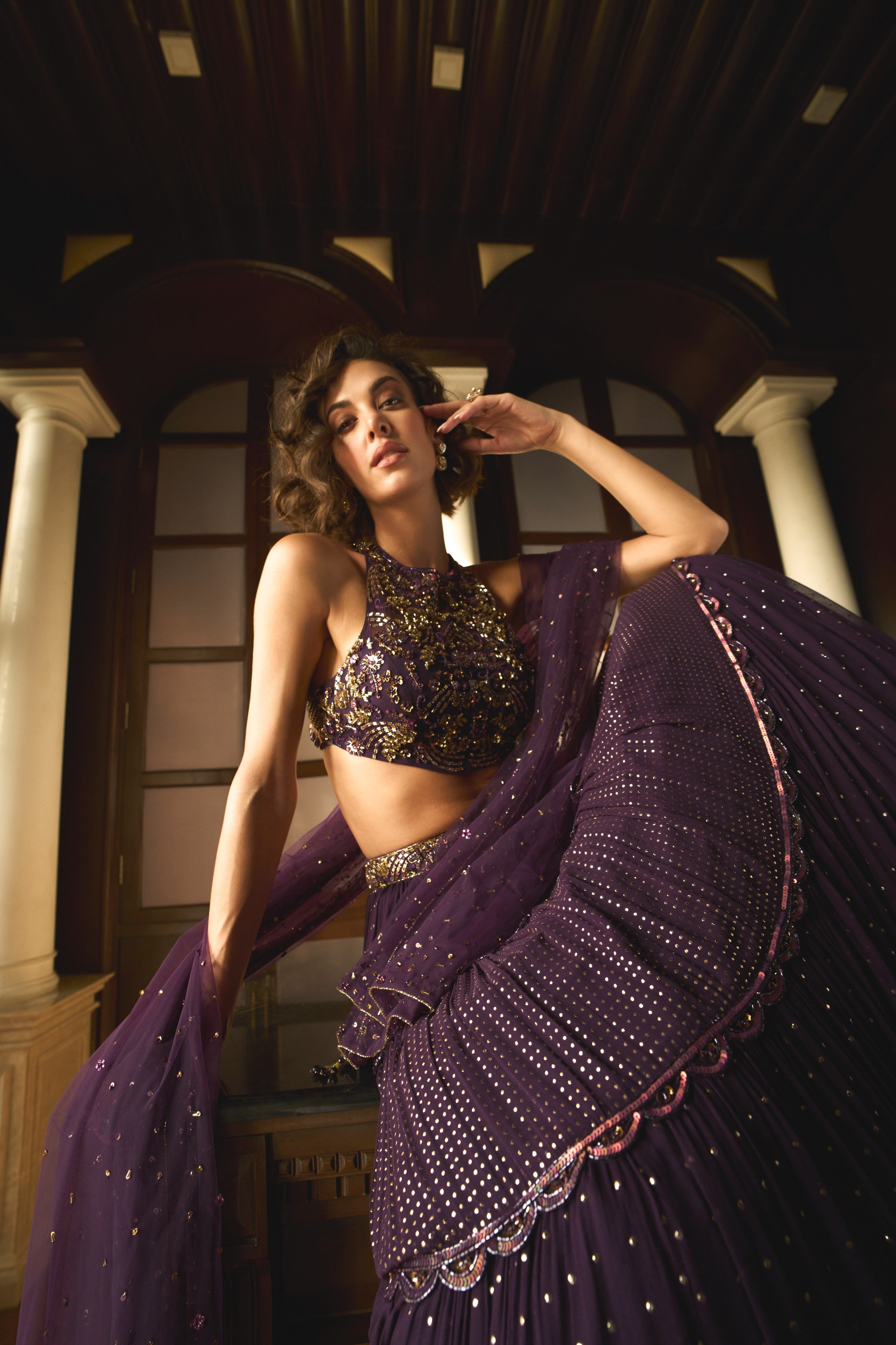 Nina – purple georgette lehenga, bisouNYC