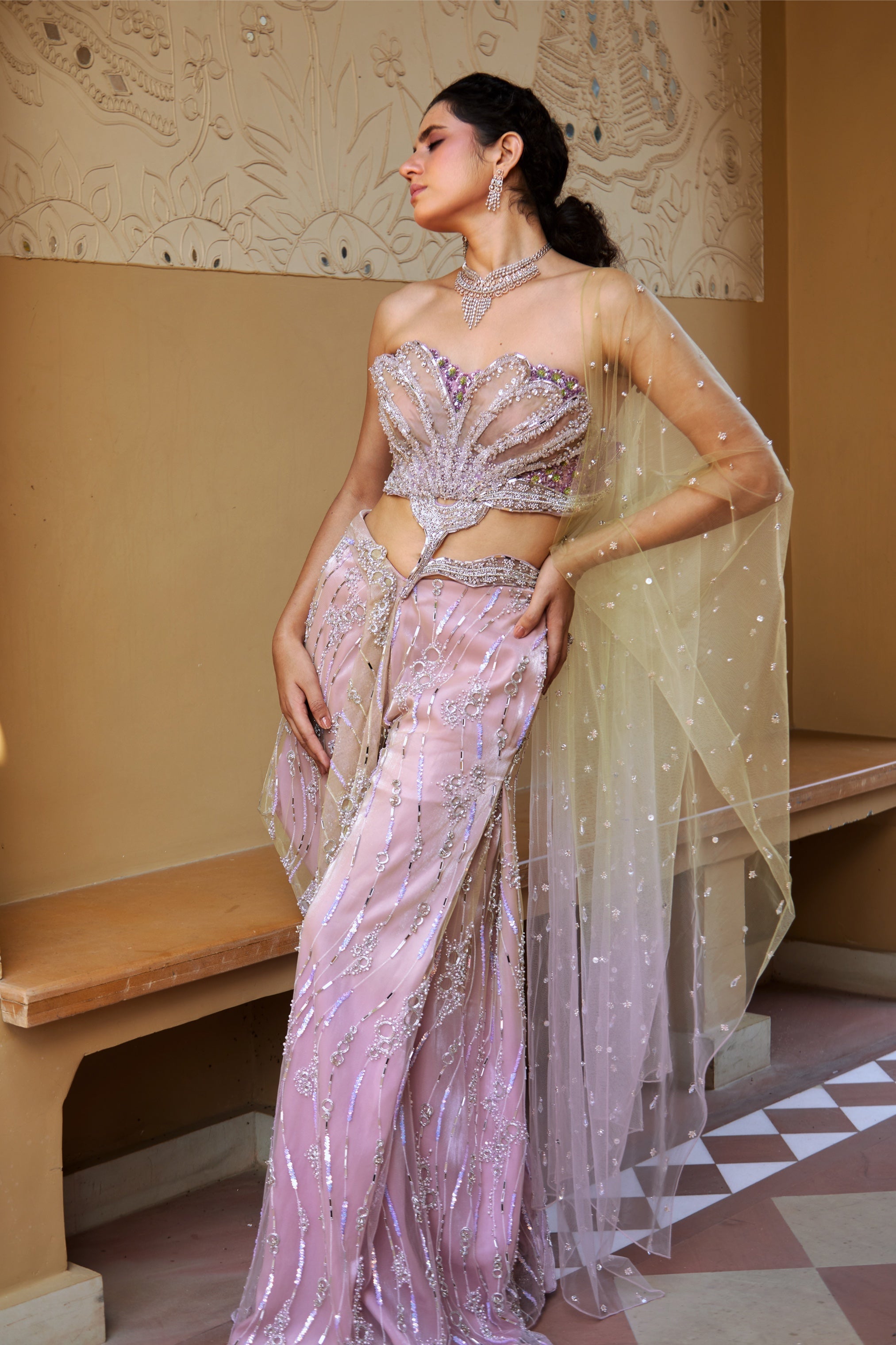 Nirvi – lilac net saree, bisouNYC