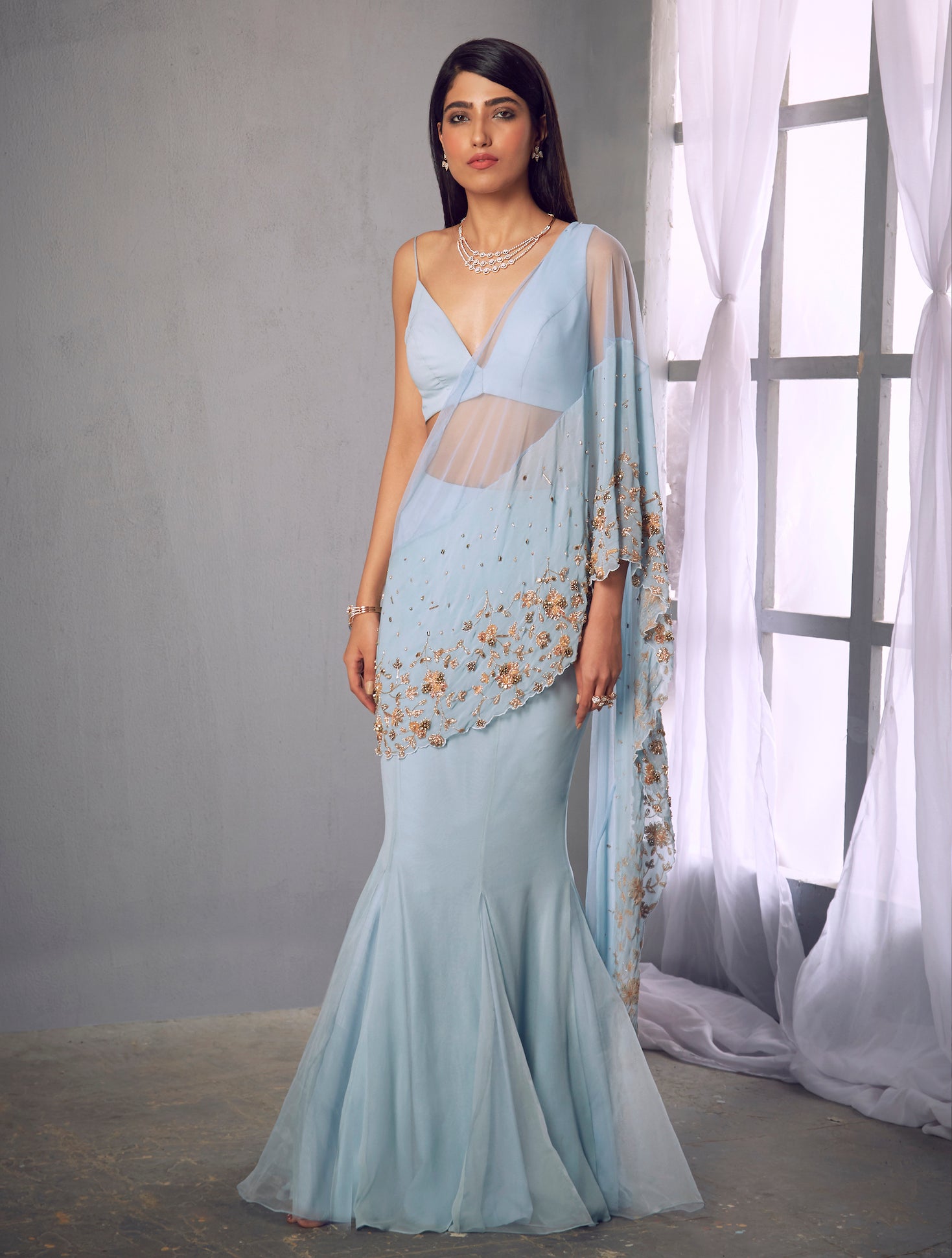Nora – blue lehenga, bisouNYC