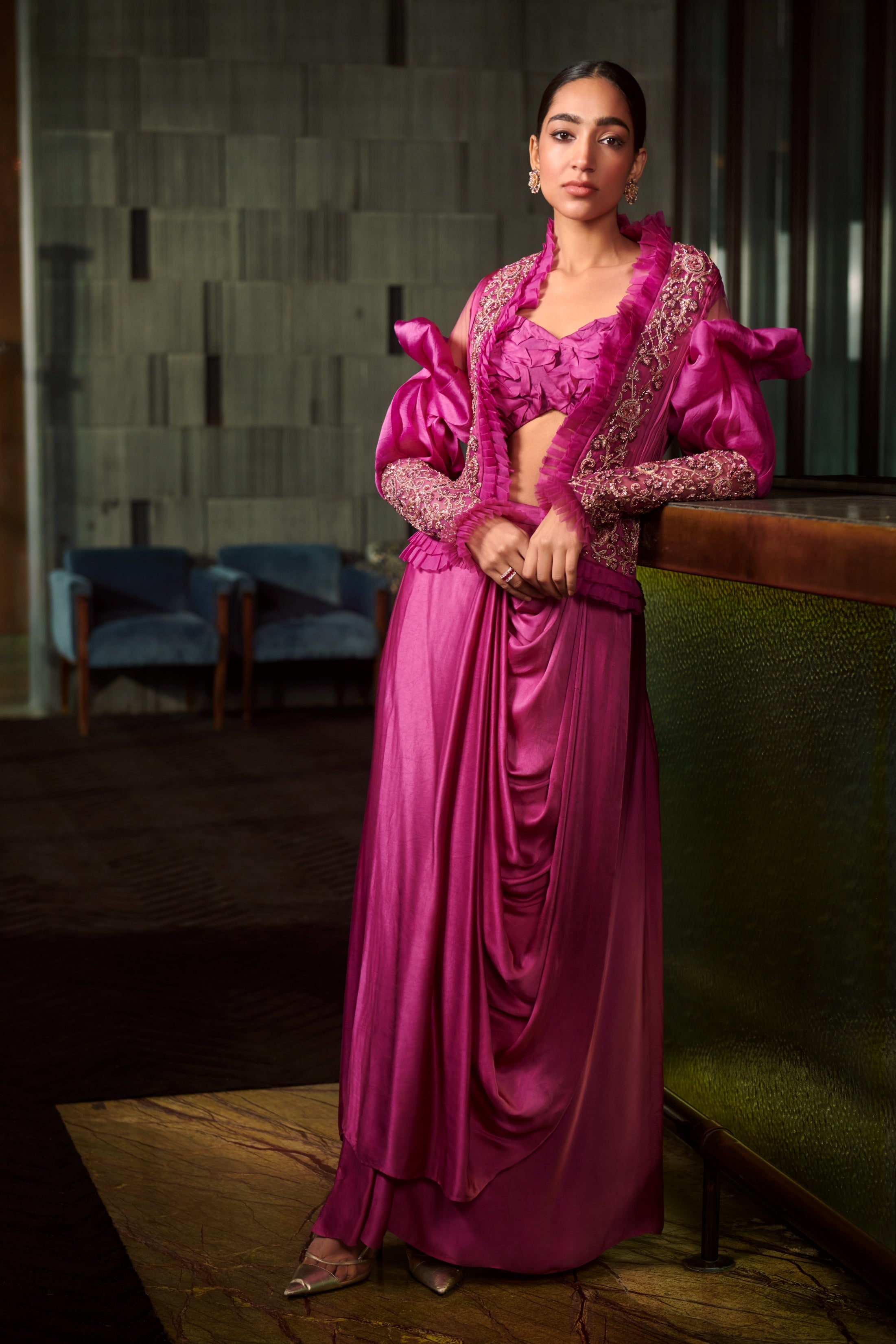 Nupur – fuchsia organza saree, bisouNYC
