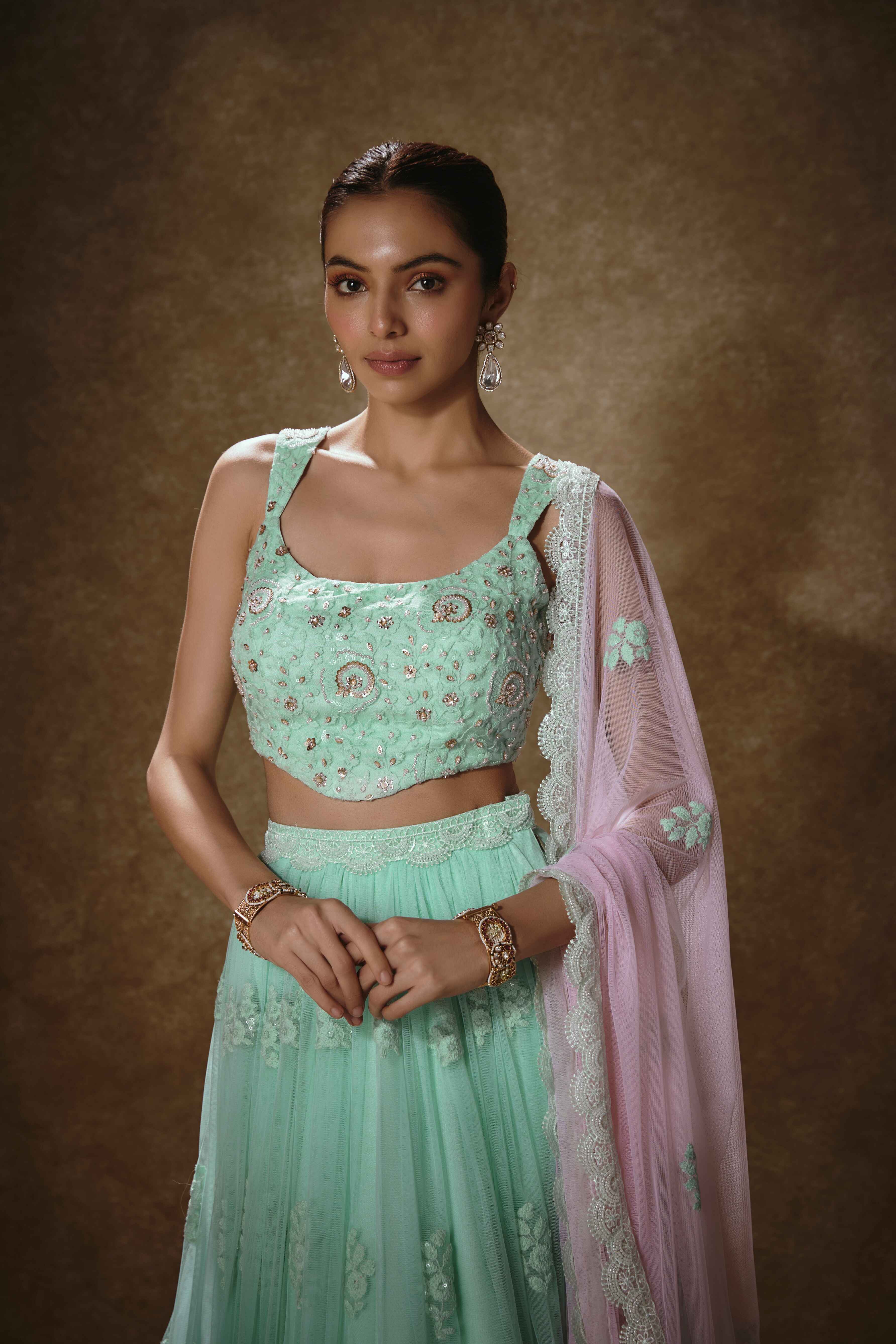 Nyra – mint lehenga, bisouNYC