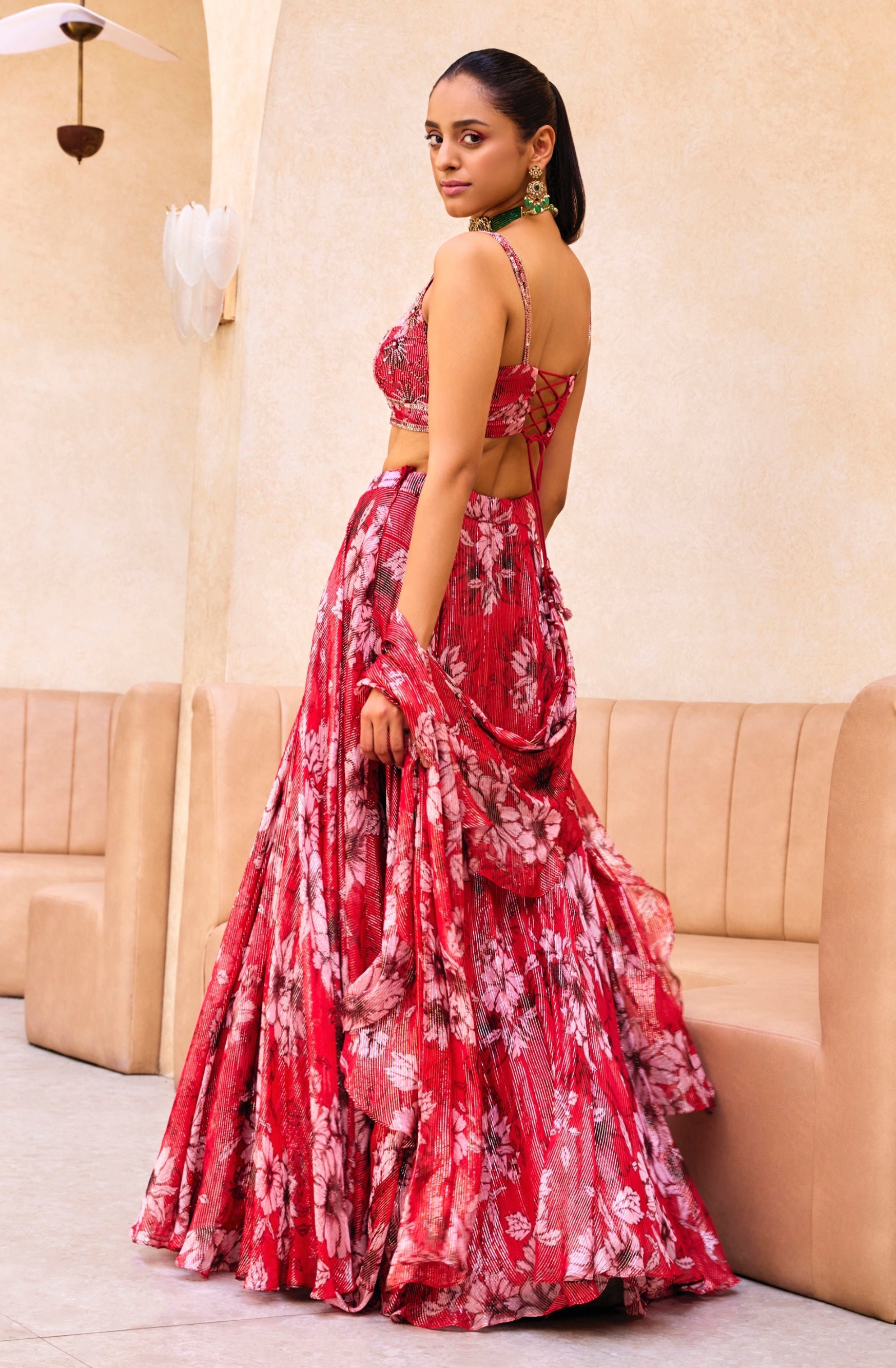 Palna – pink chiffon lehenga, bisouNYC