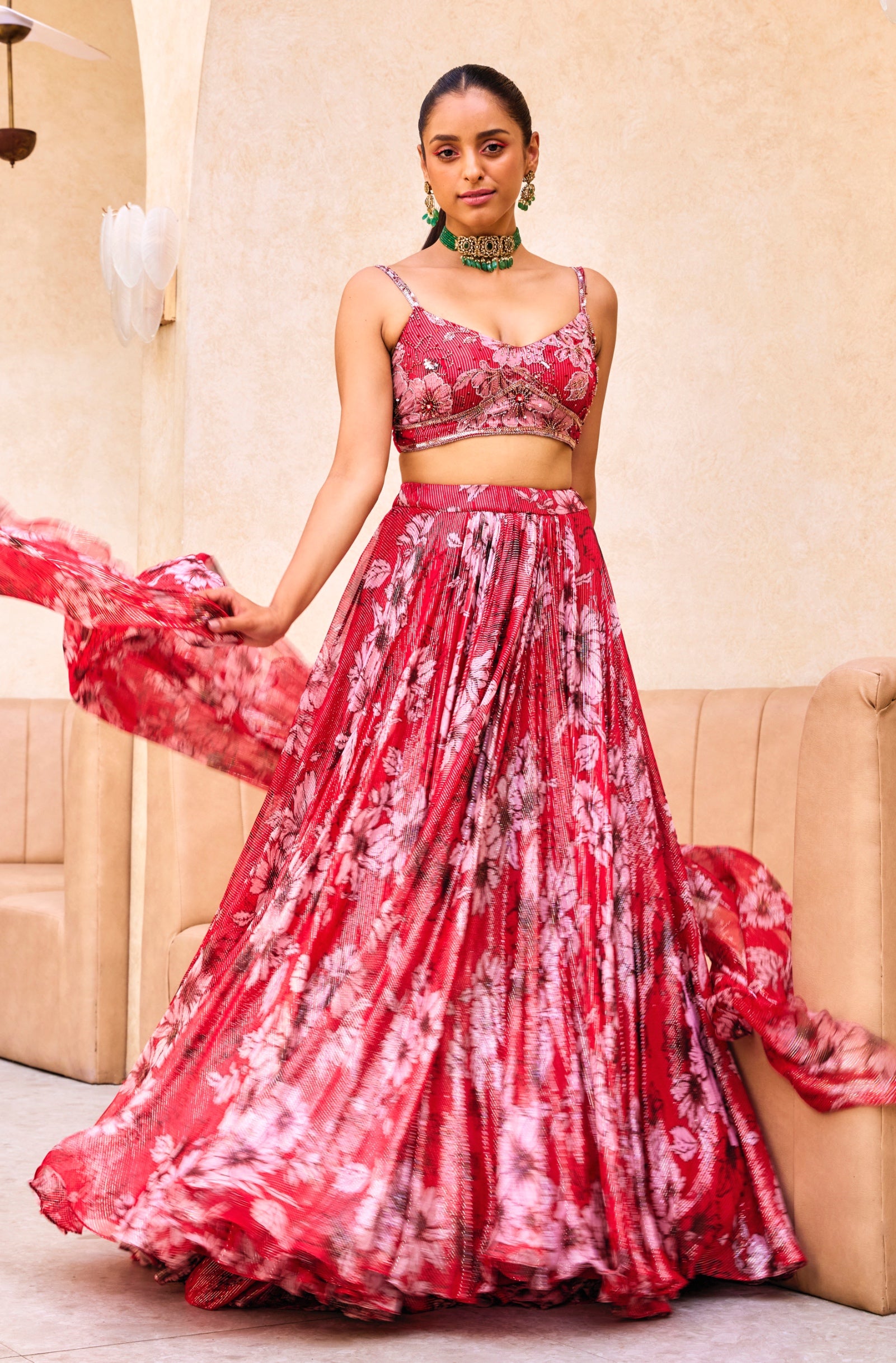 Palna – pink chiffon lehenga, bisouNYC