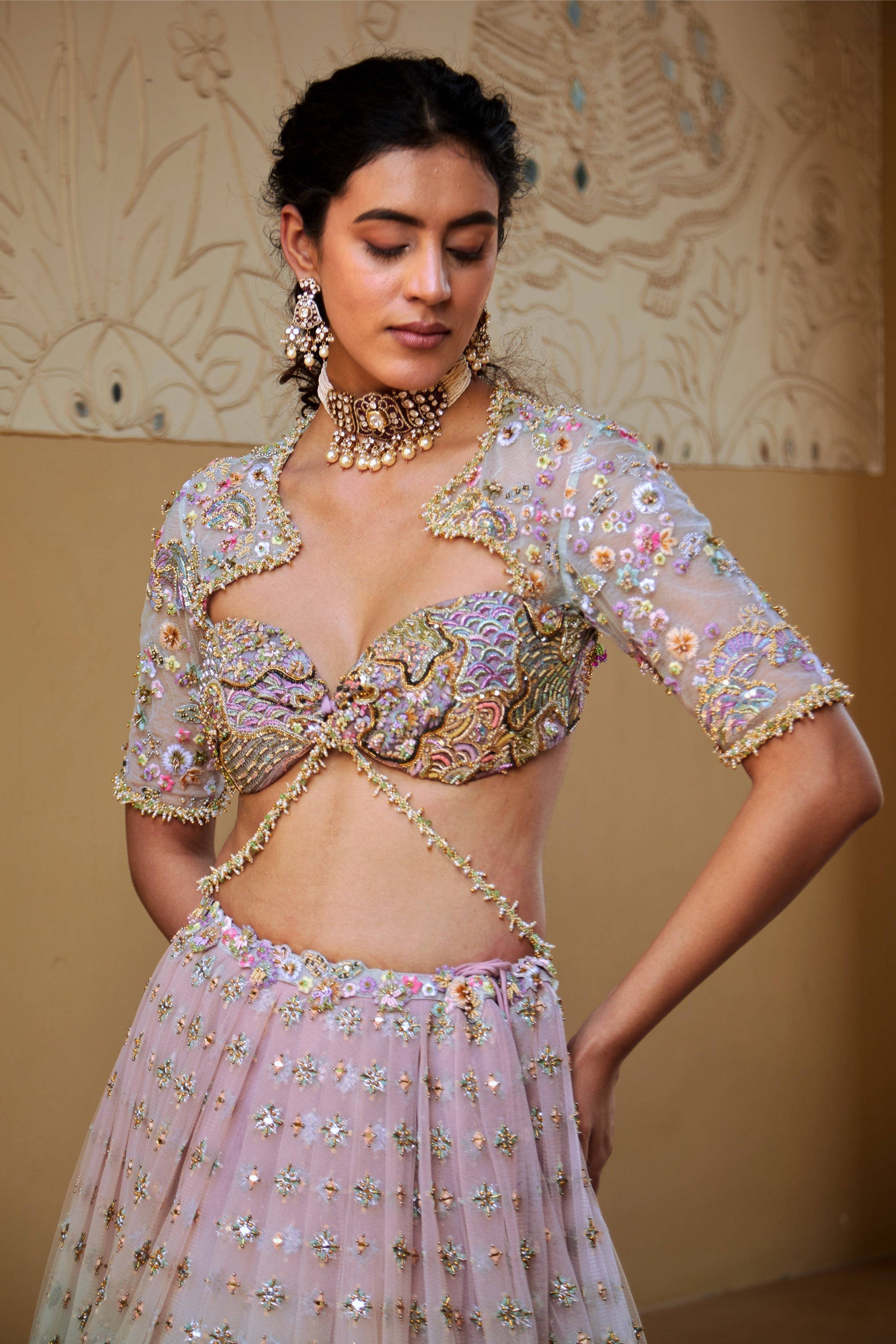 Raga – lilac net lehenga, bisouNYC