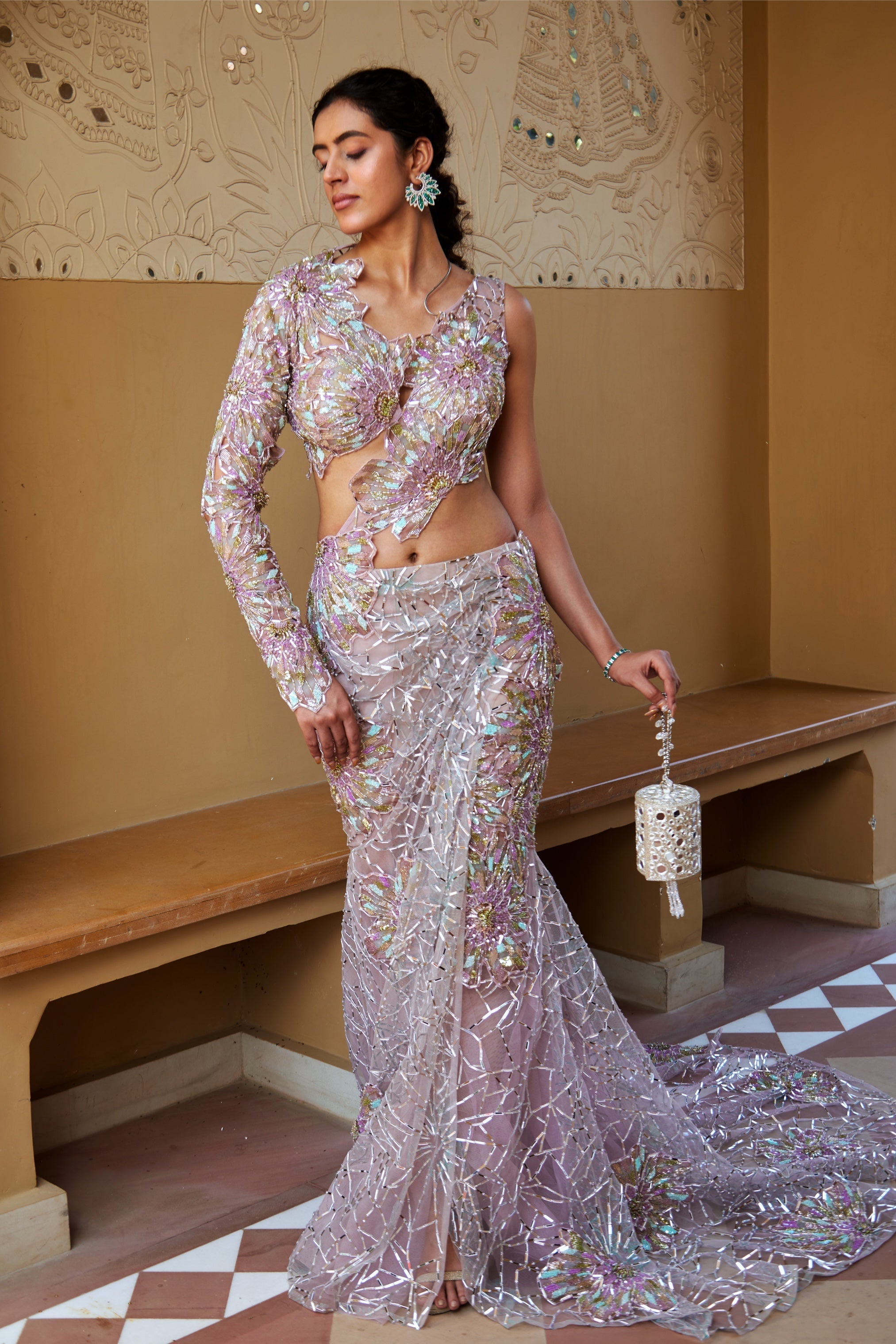 Reva – lilac organza lehenga, bisouNYC