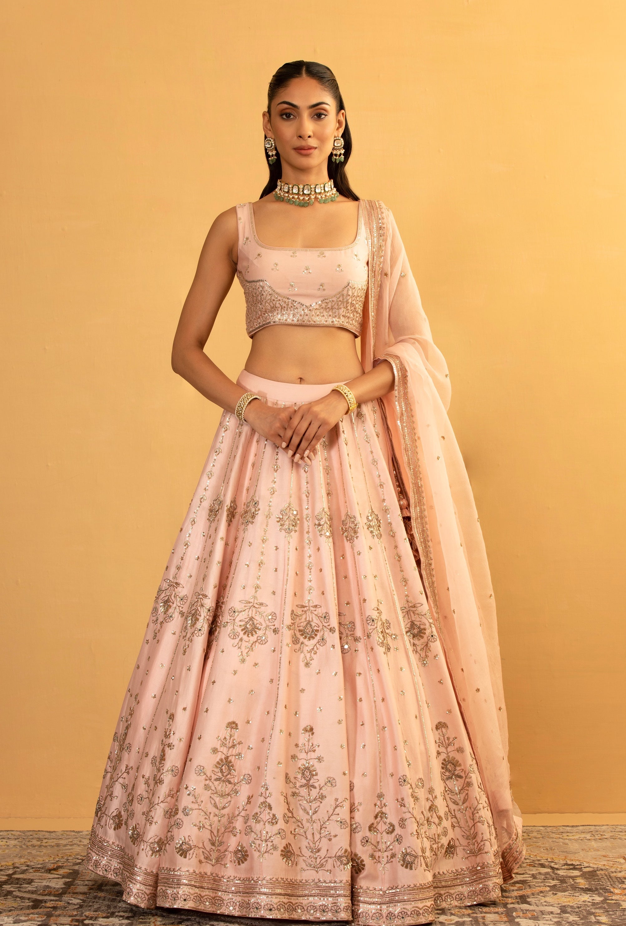 Roma – pink organza lehenga, bisouNYC
