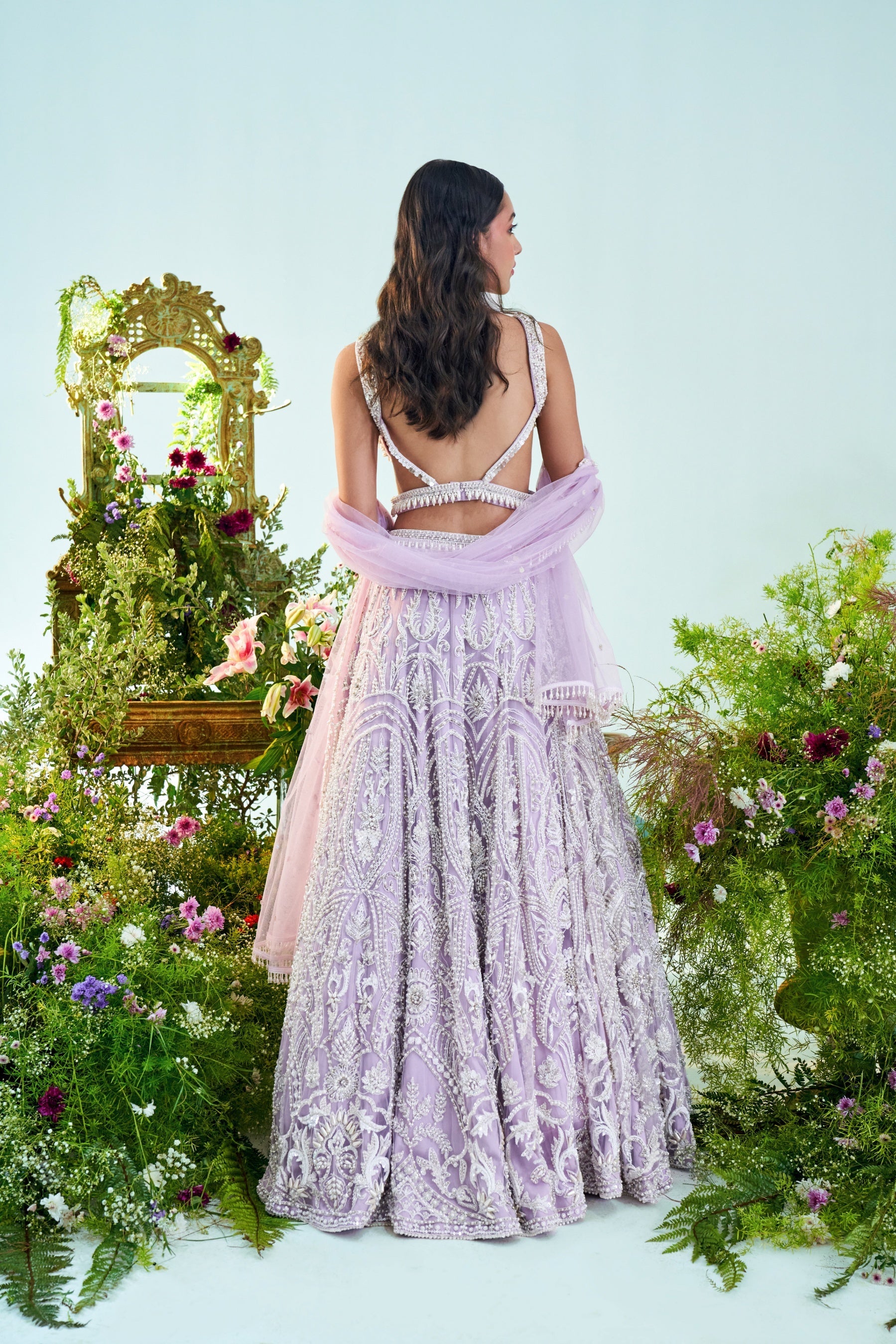 Ruby – lilac organza lehenga, bisouNYC