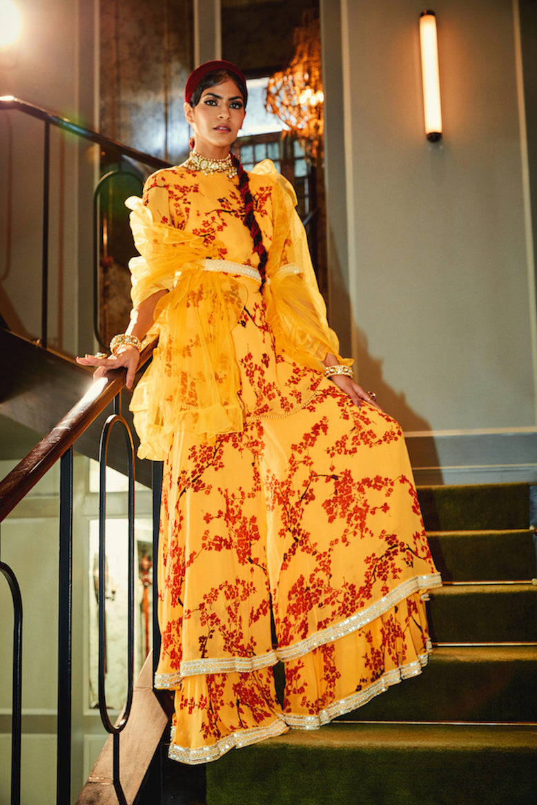 Saloni – yellow organza suit, bisouNYC