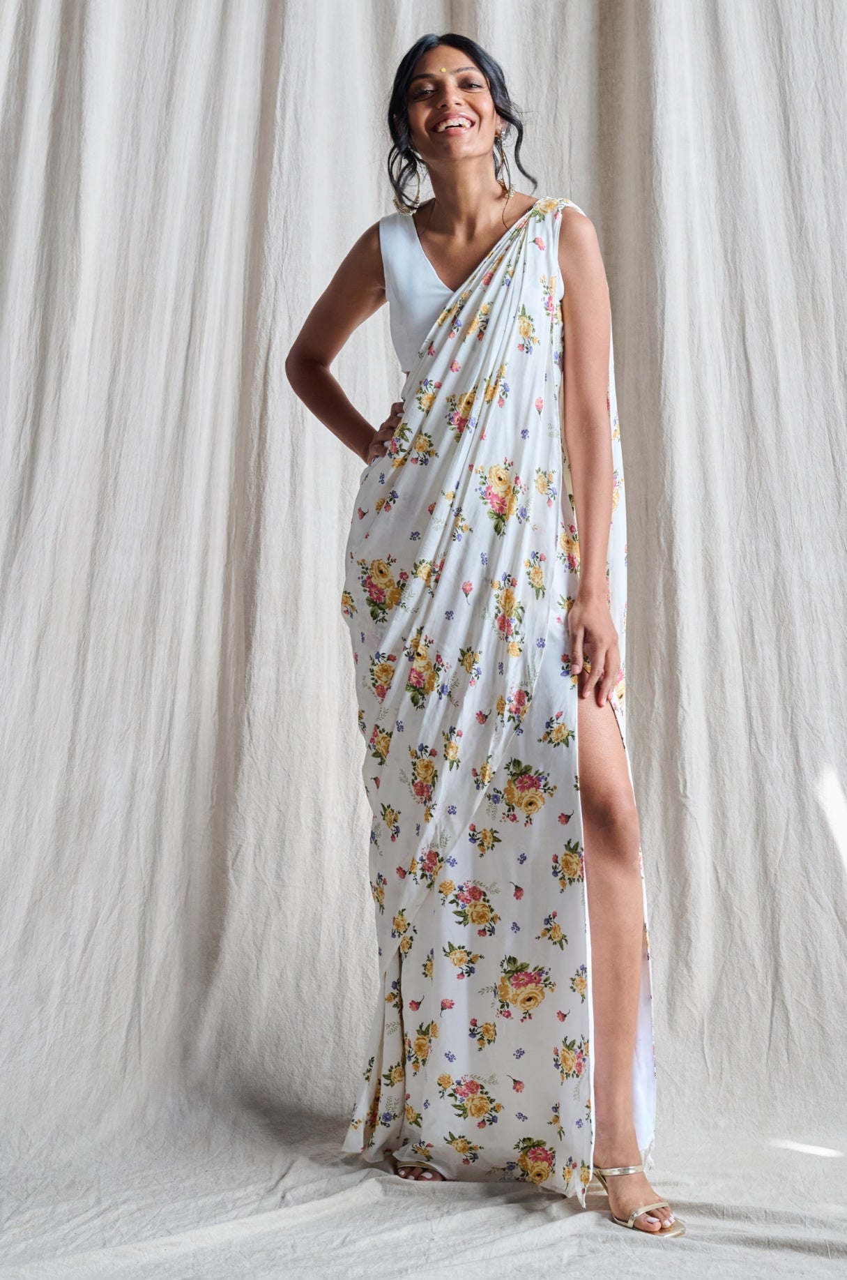 Serenity – white saree, bisouNYC