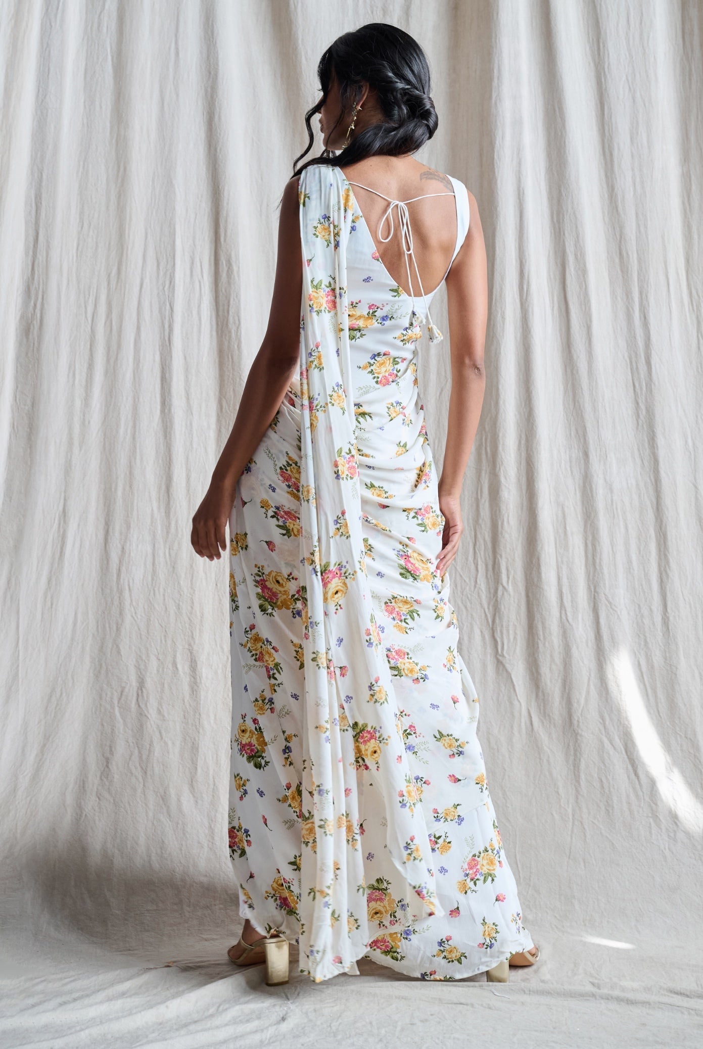 Serenity – white saree, bisouNYC