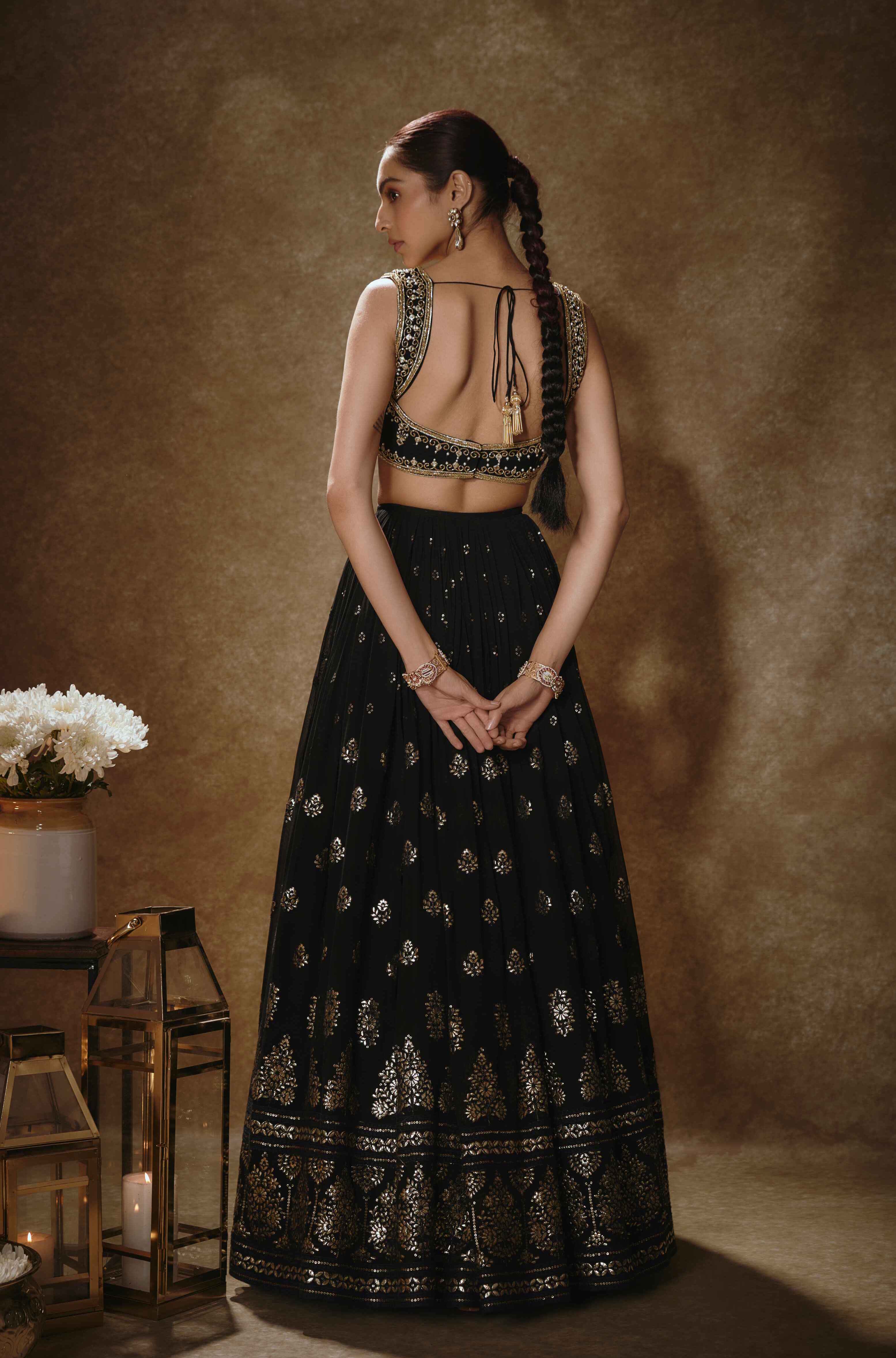 Shayra – black georgette lehenga, bisouNYC