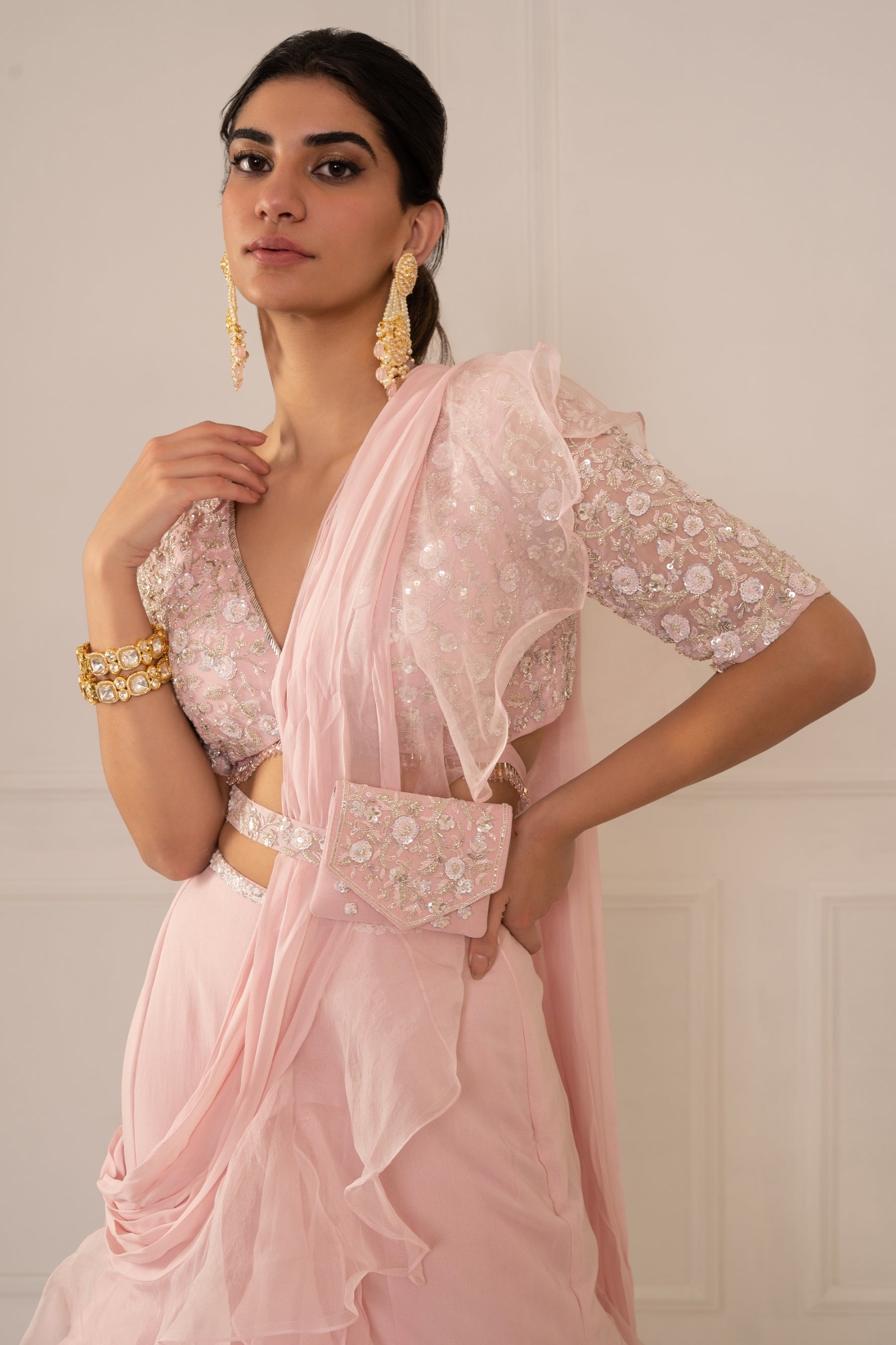 Sheena – pink organza lehenga, bisouNYC