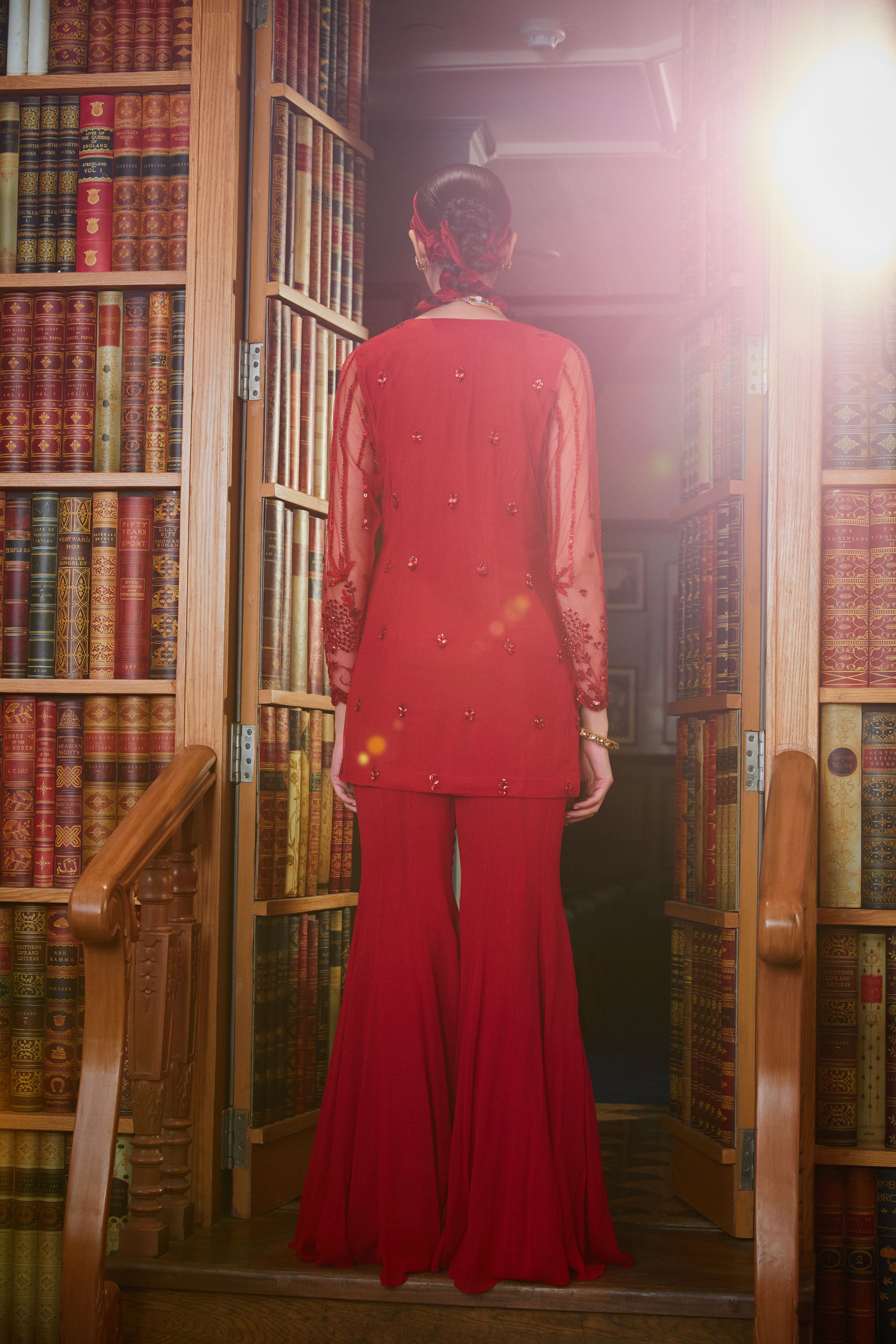 Shruthi – red georgette suit, bisouNYC