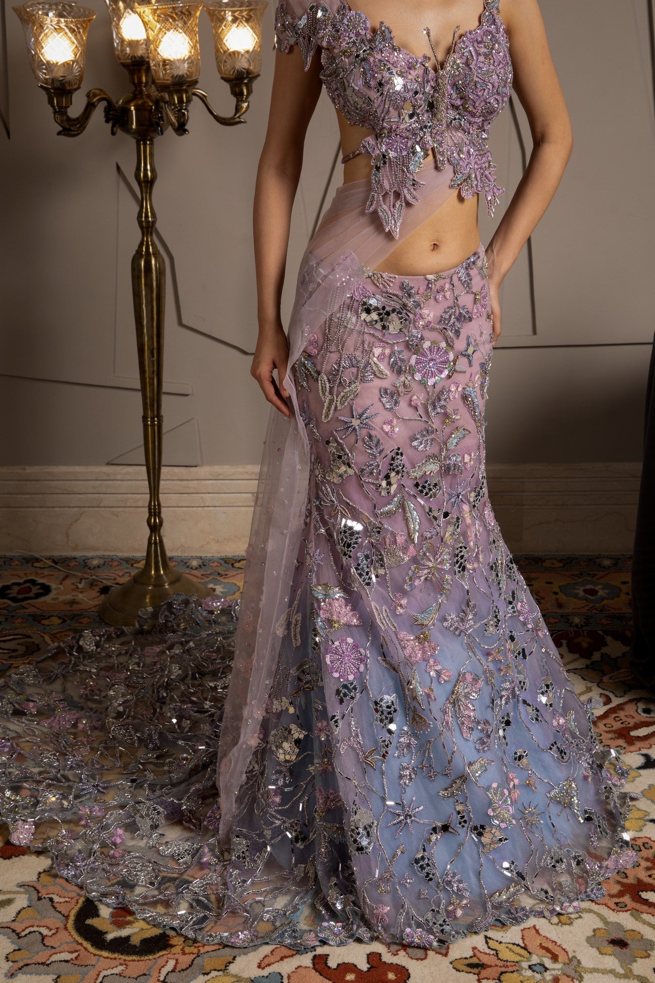 Skye – blue net lehenga, bisouNYC