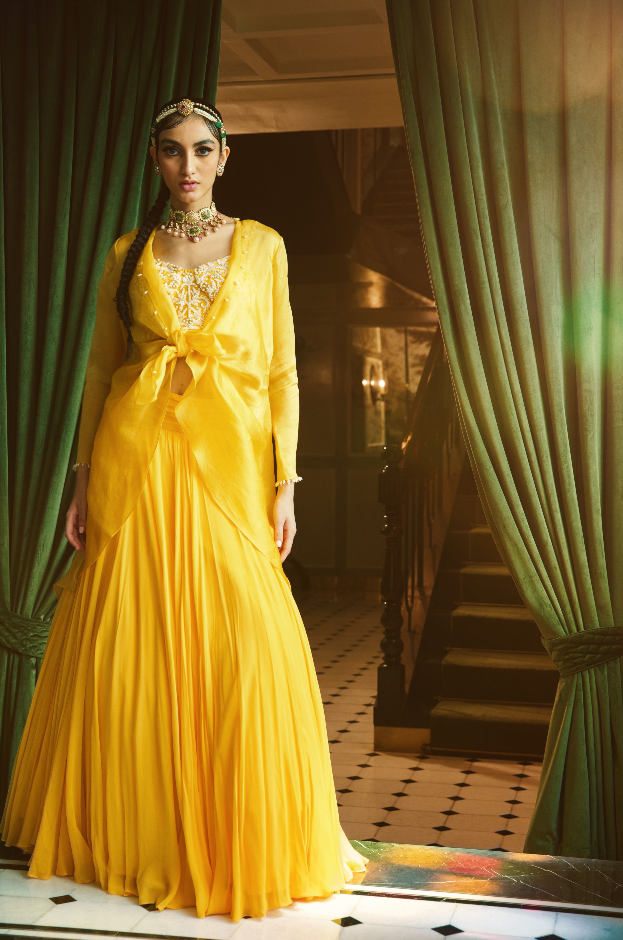 Sonam – yellow organza lehenga, bisouNYC