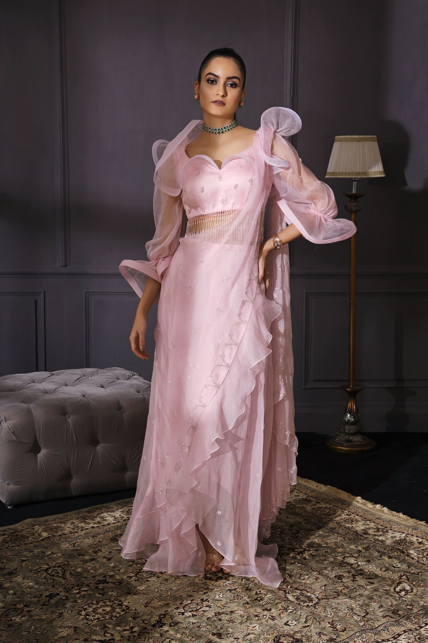 Suhani – pink organza saree, bisouNYC