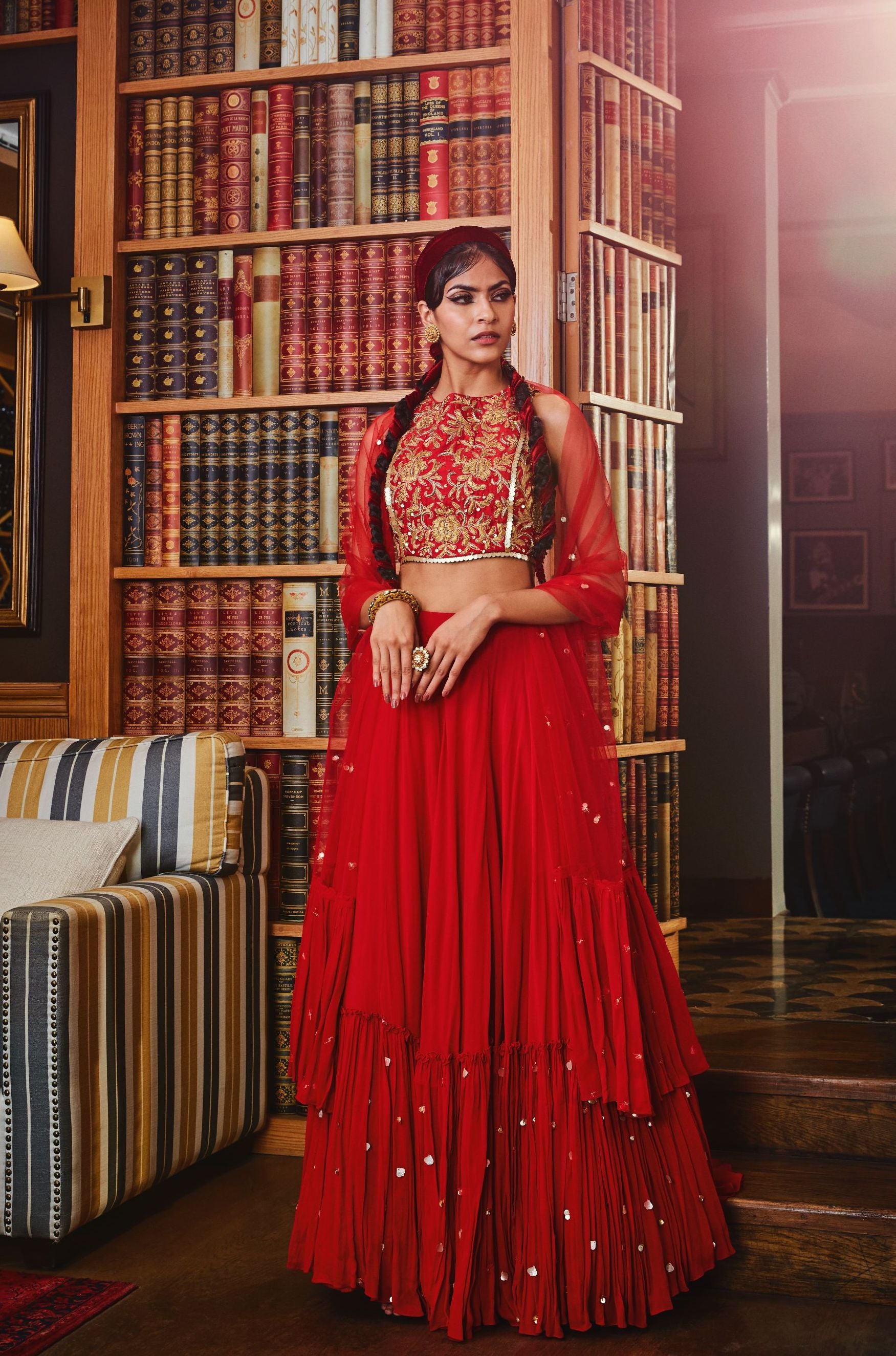 Swarna – red lehenga, bisouNYC