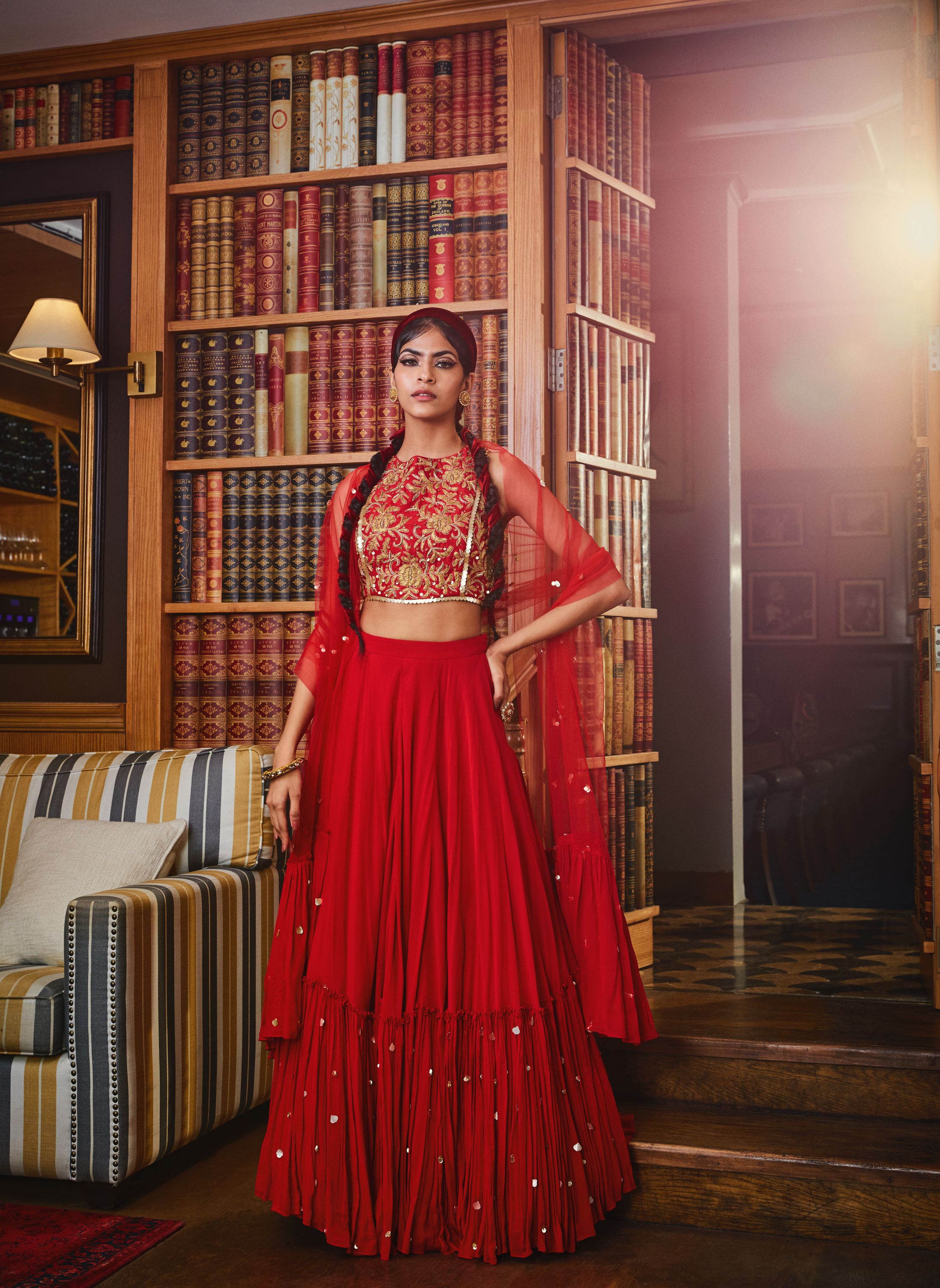 Swarna – red lehenga, bisouNYC