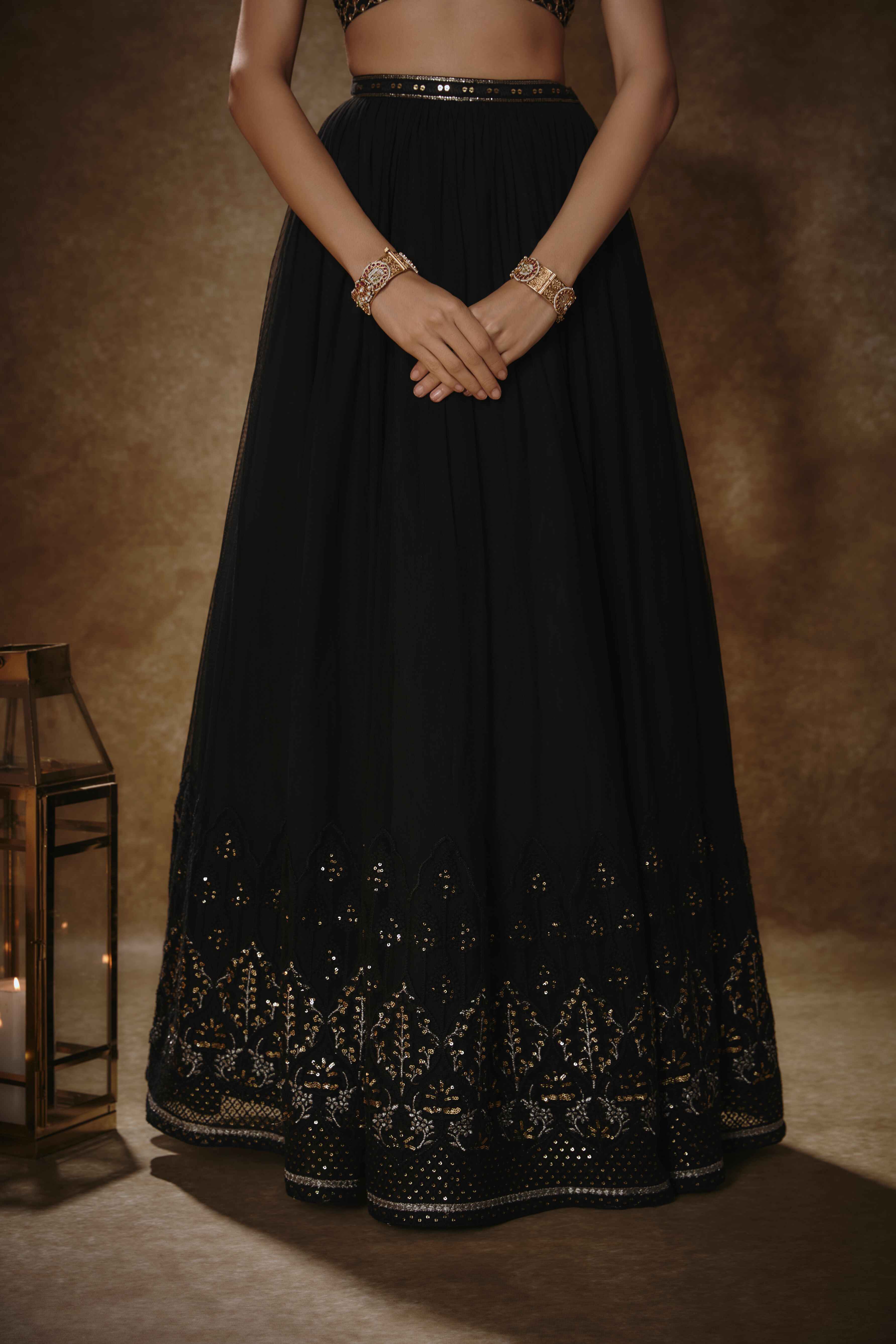 Tarini – black georgette lehenga, bisouNYC