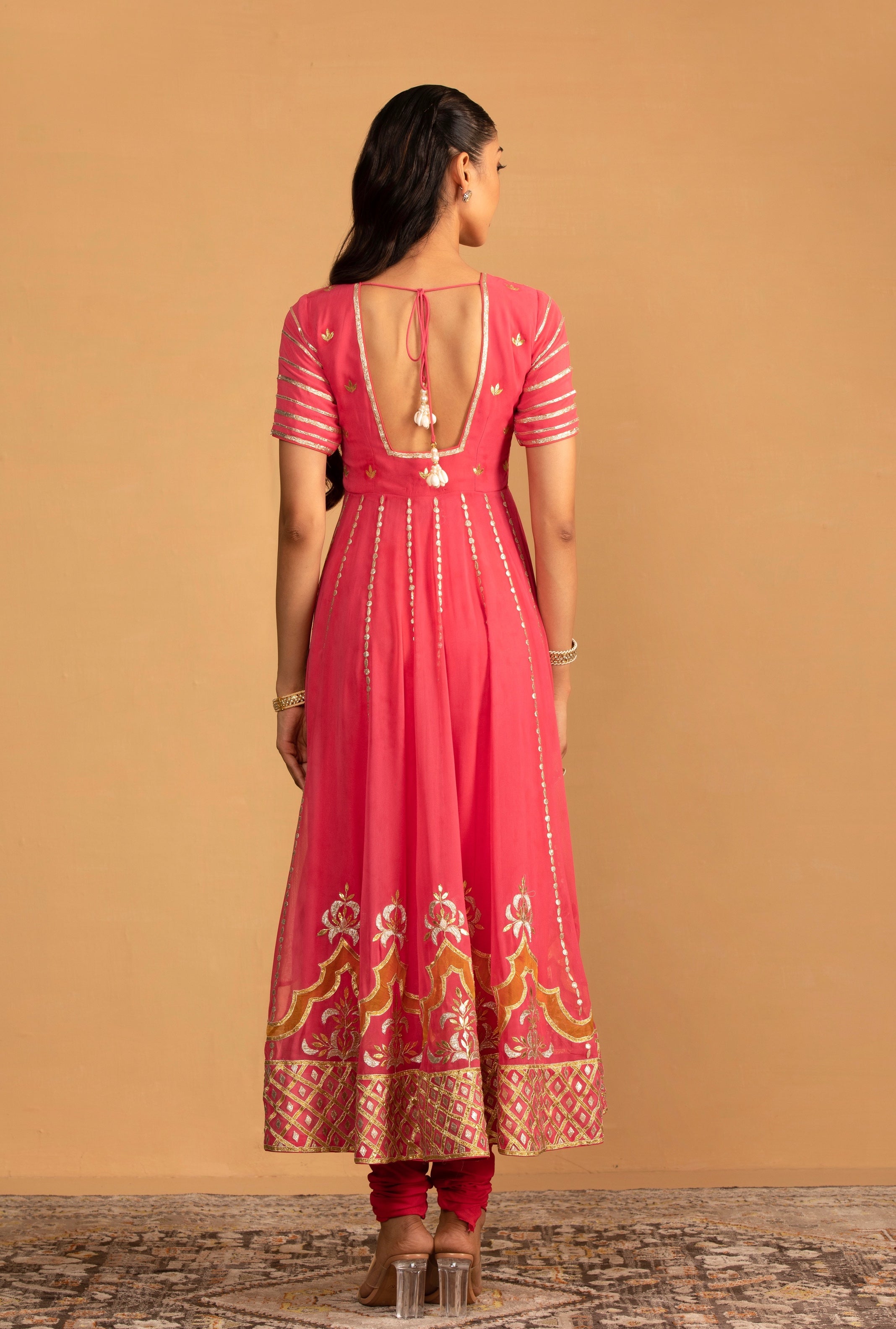 Trisha – peach organza suit, bisouNYC