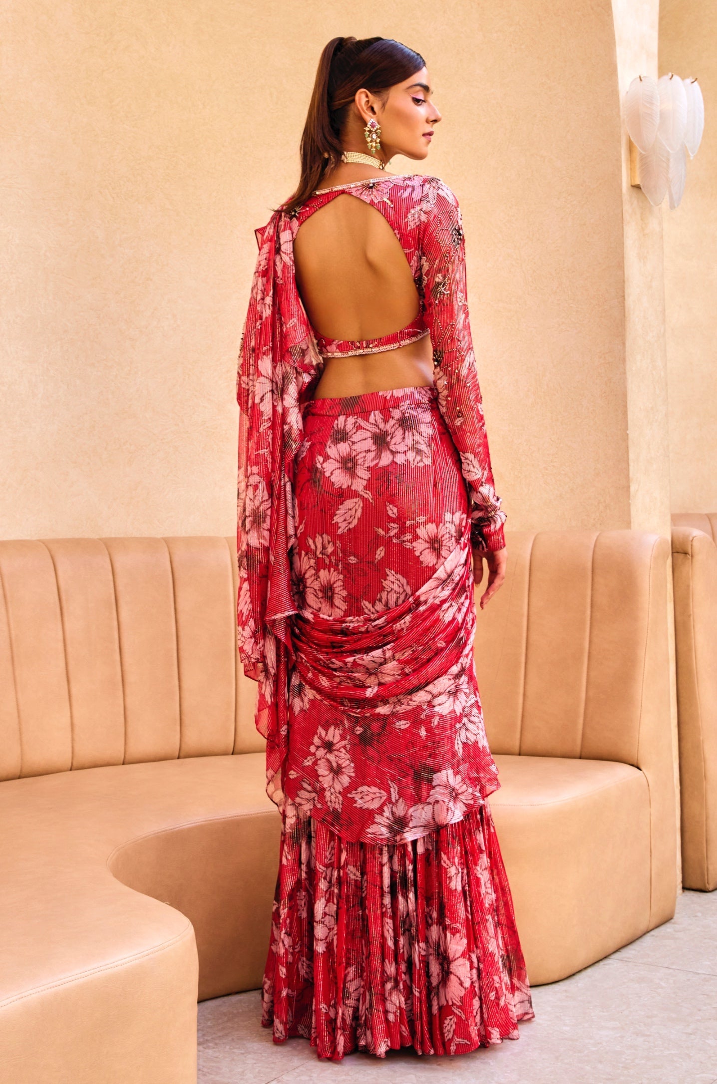 Trisha – pink chiffon lehenga, bisouNYC