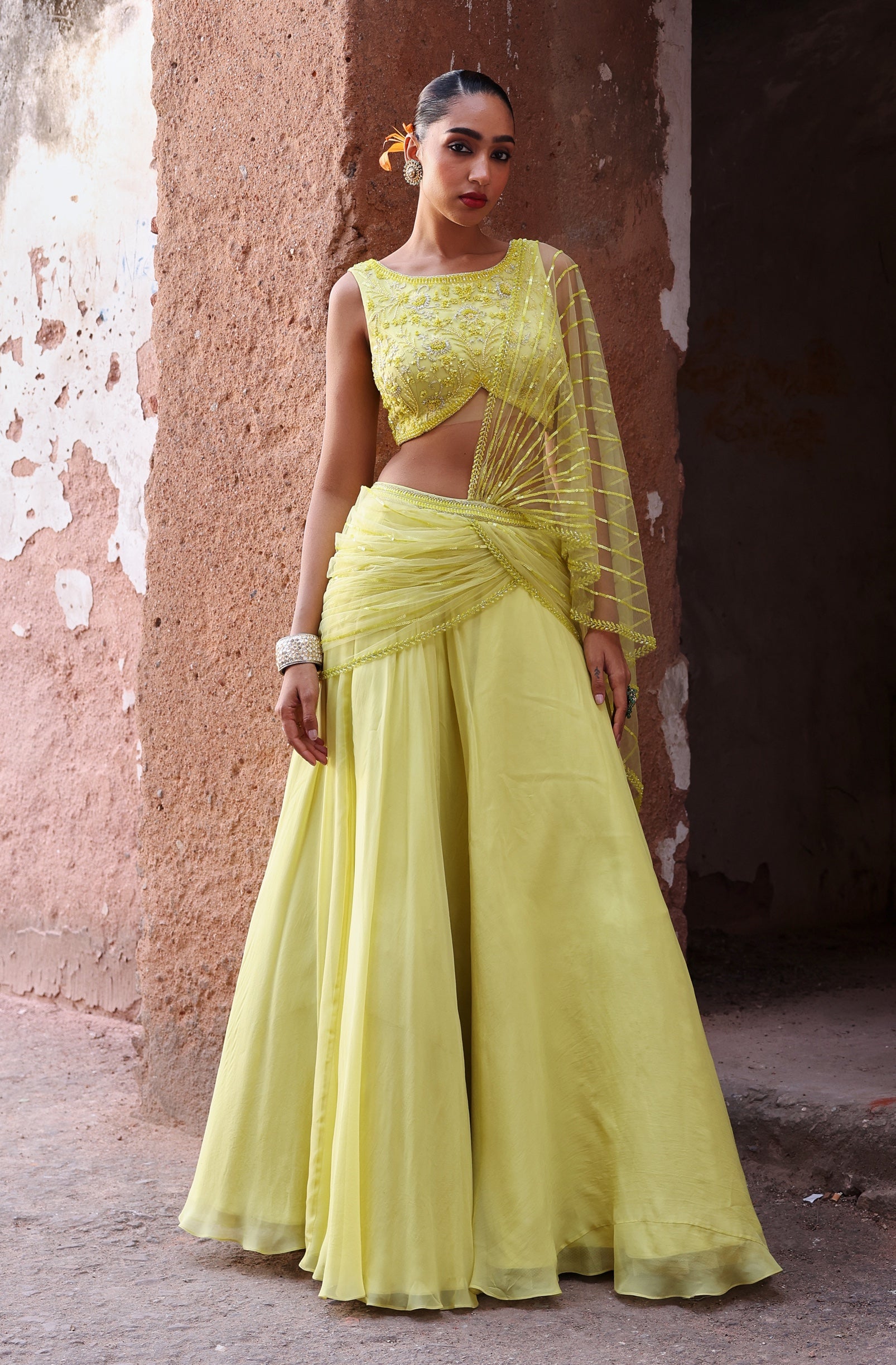 Ujala – green organza lehenga, bisouNYC