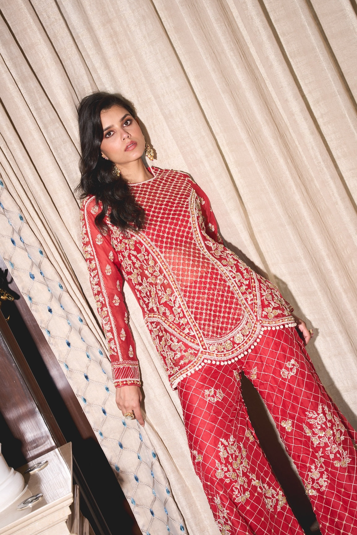 Unnati – red organza suit, bisouNYC