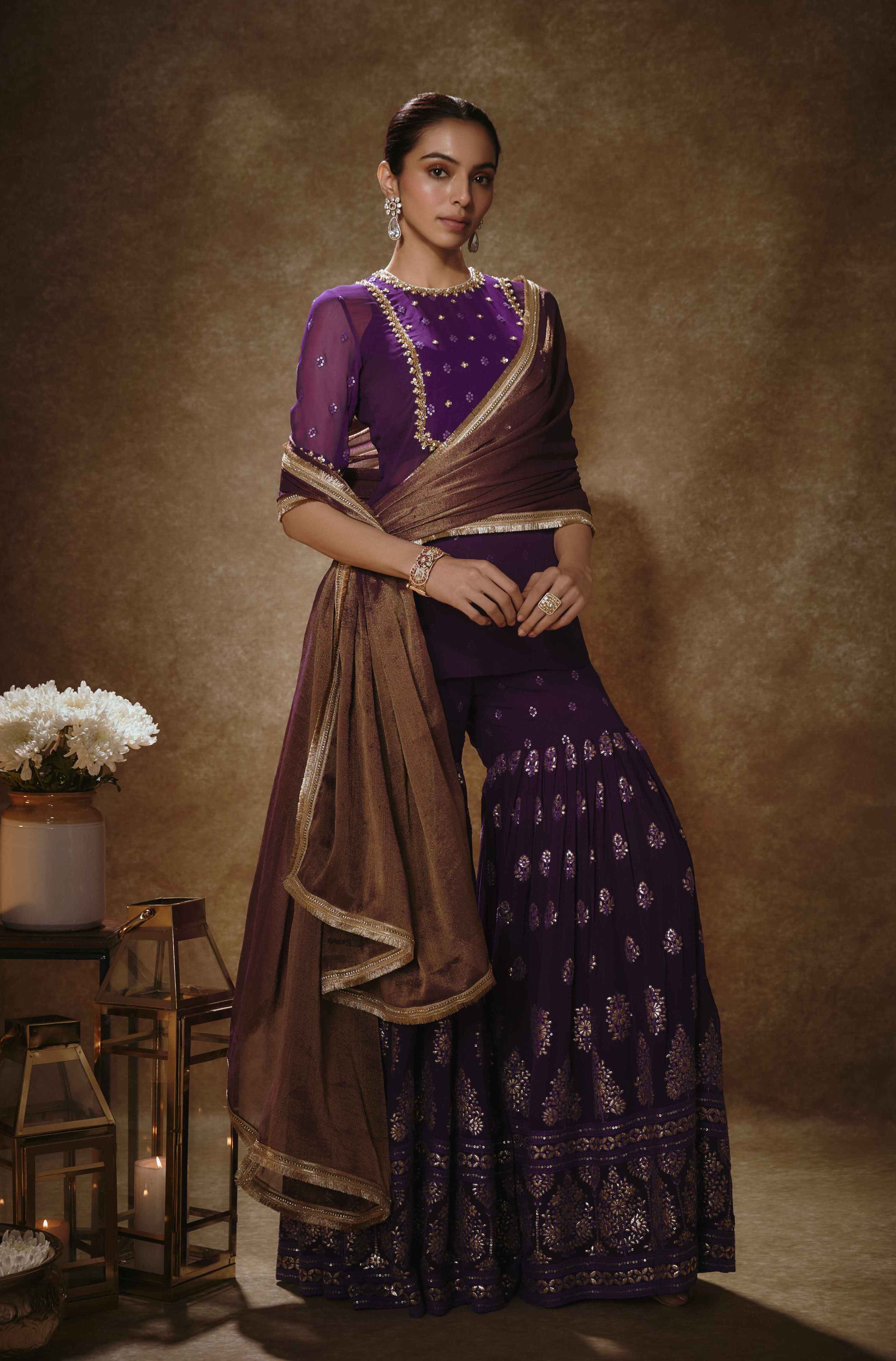 Vamika – purple georgette lehenga, bisouNYC
